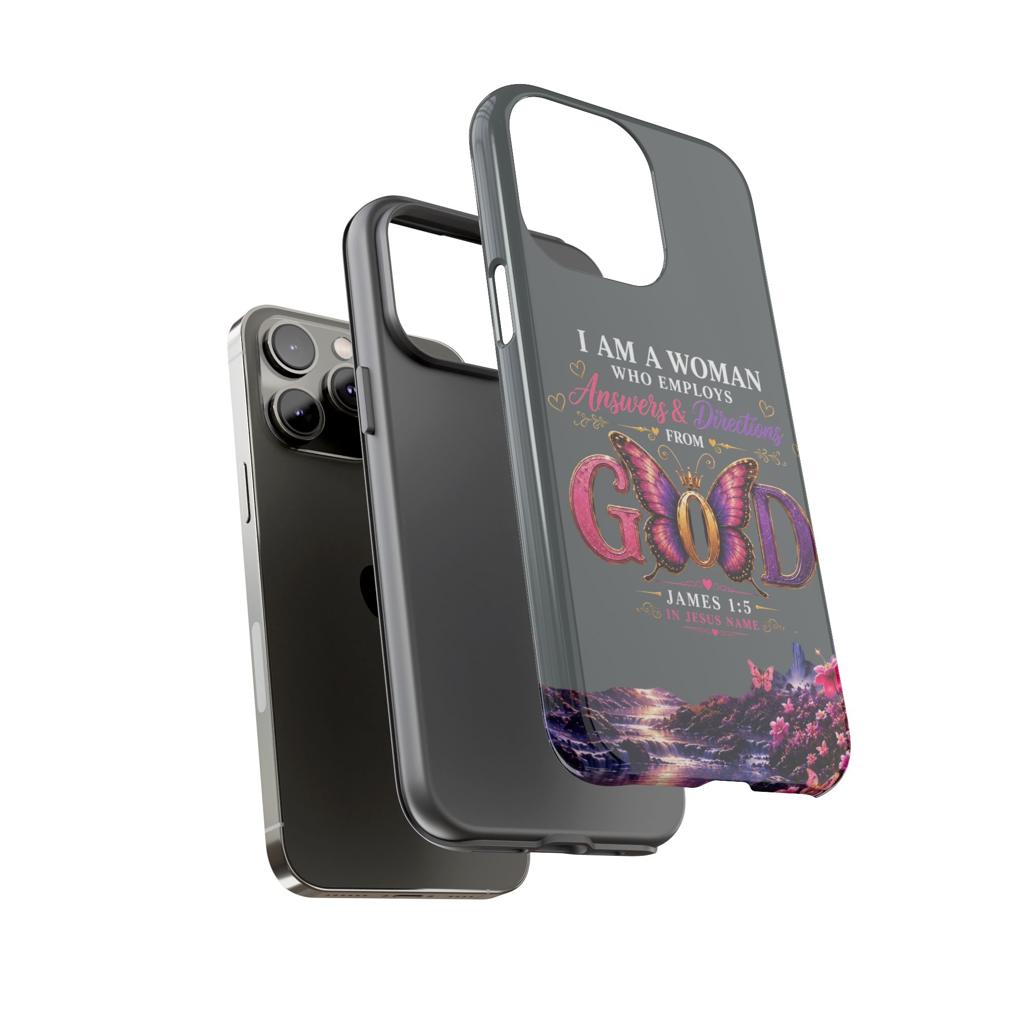 “I Am a Woman Who Employs Answers & Wisdom from God” Butterfly Design phone case - Image 61