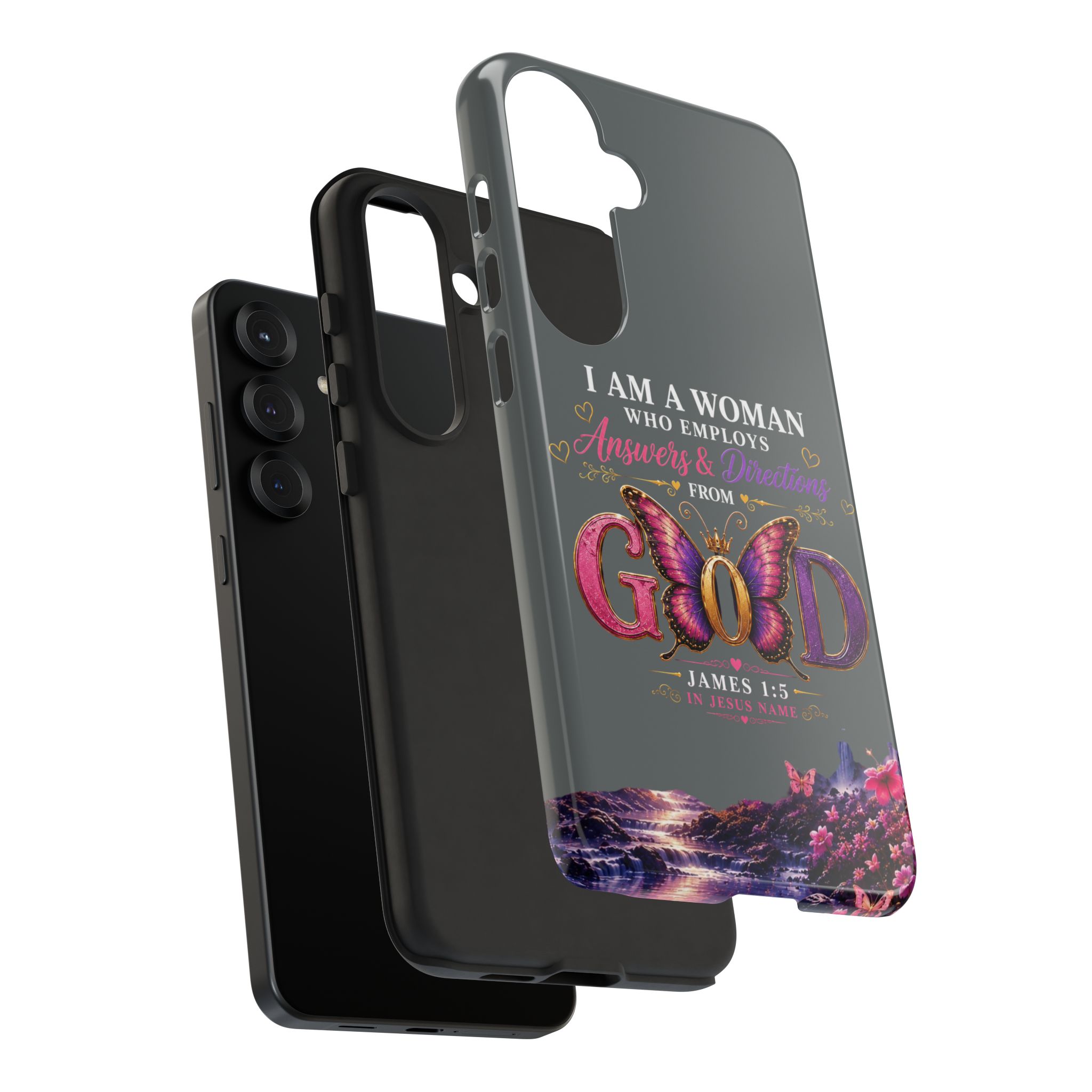 “I Am a Woman Who Employs Answers & Wisdom from God” Butterfly Design phone case - Image 143