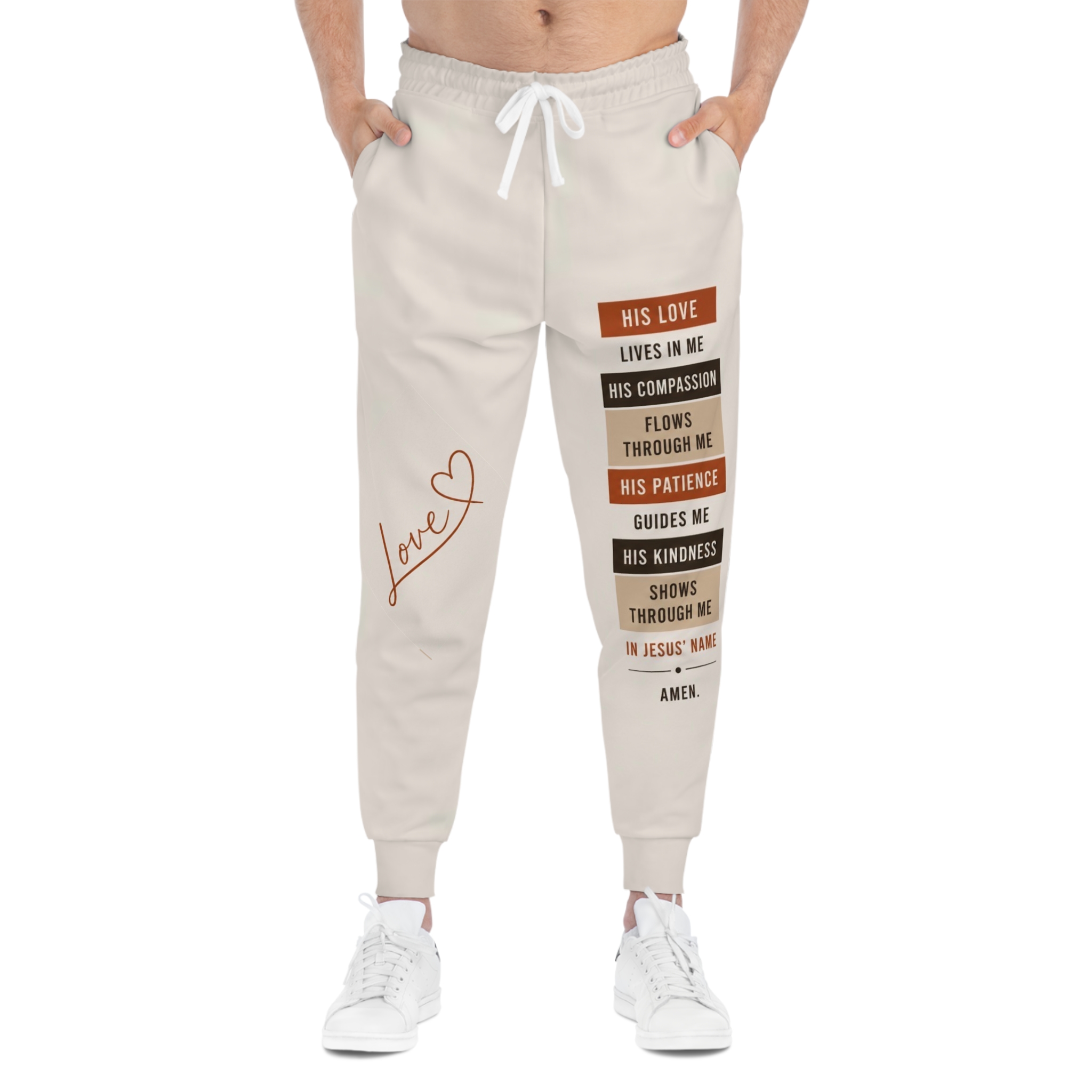 Christian Faith Joggers — 'His Love' Inspirational Athletic Sweatpants - Image 3