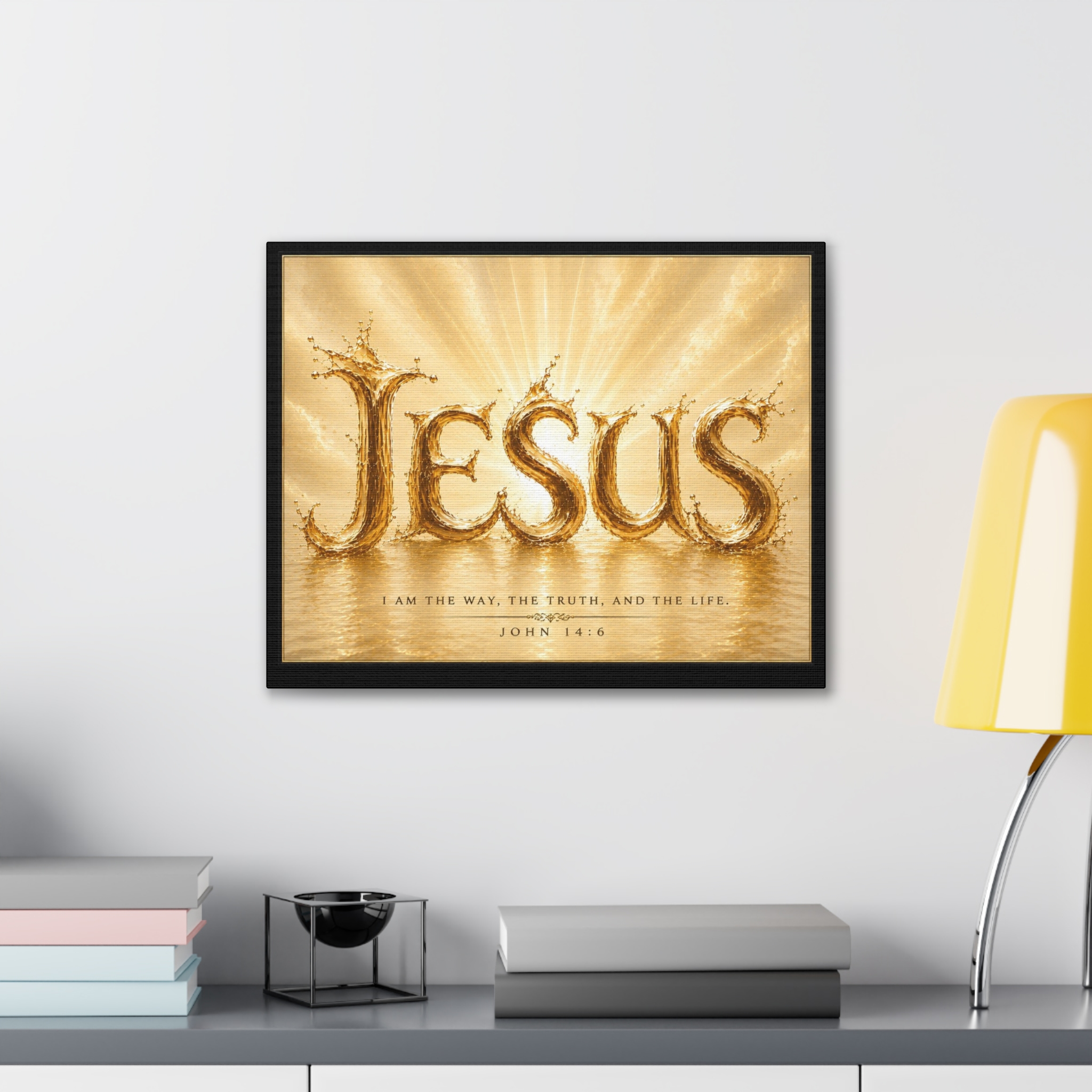 Jesus Water Gold Canvas Wall Art — John 14:6 Inspirational Christian Decor - Image 3