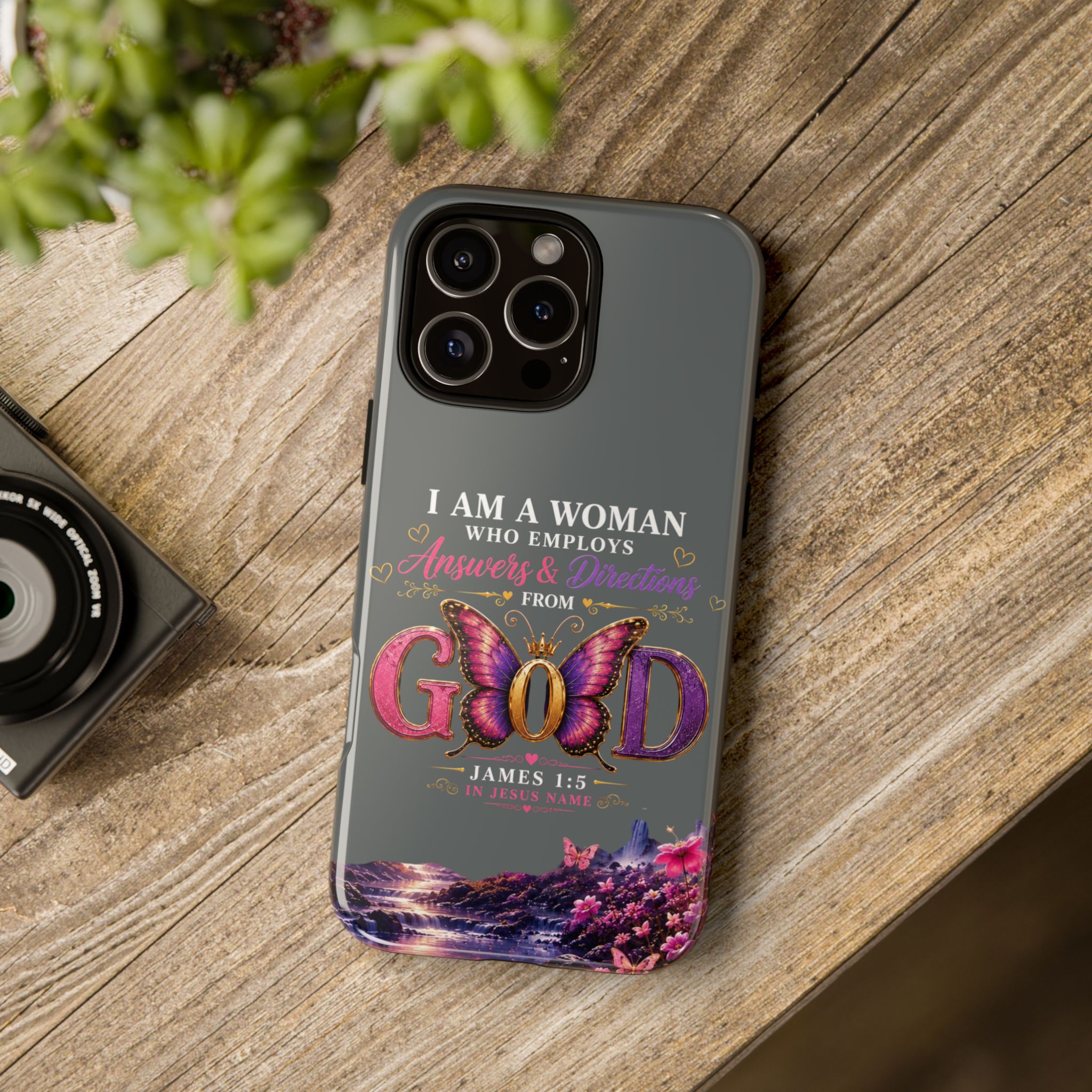 “I Am a Woman Who Employs Answers & Wisdom from God” Butterfly Design phone case - Image 126