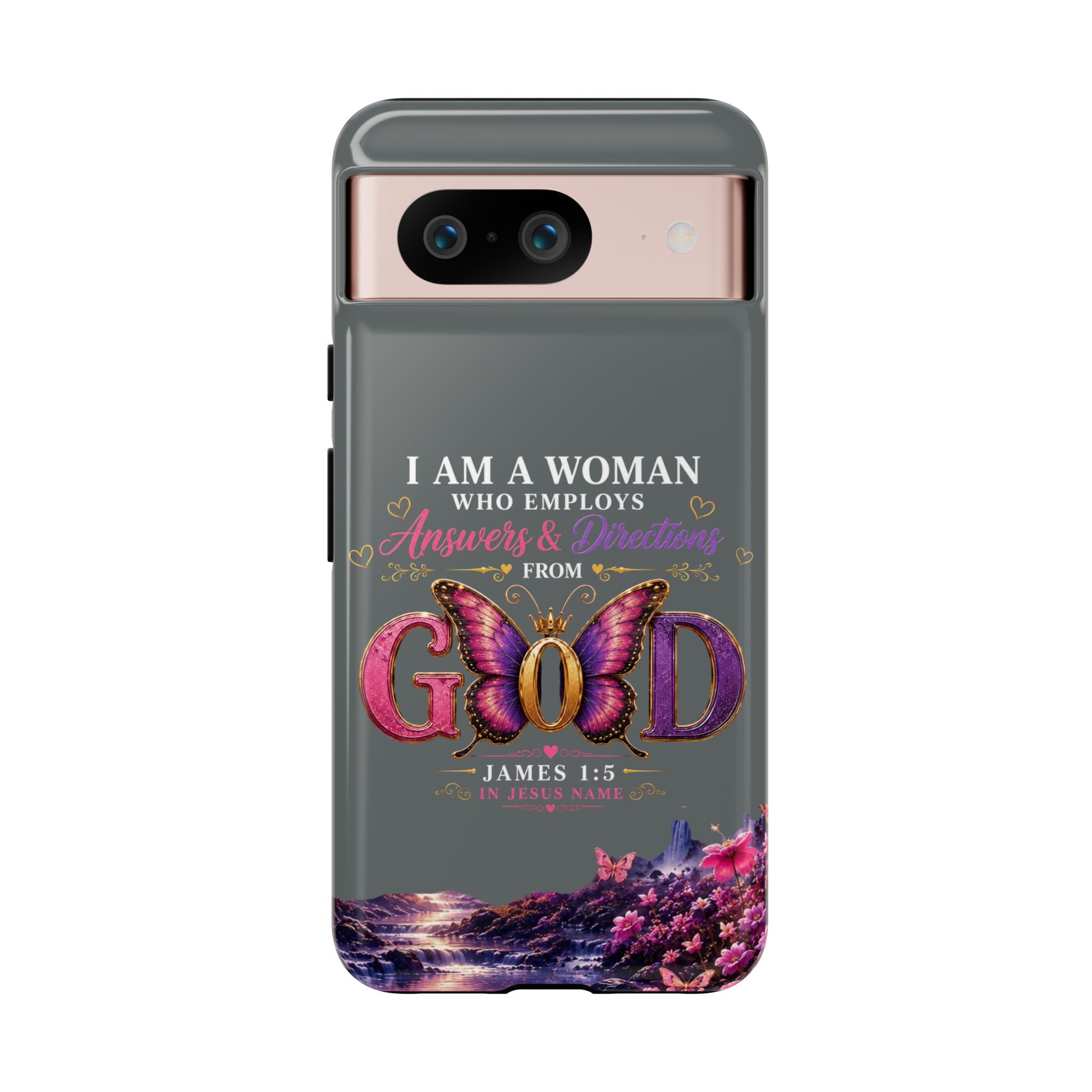 “I Am a Woman Who Employs Answers & Wisdom from God” Butterfly Design phone case - Image 111