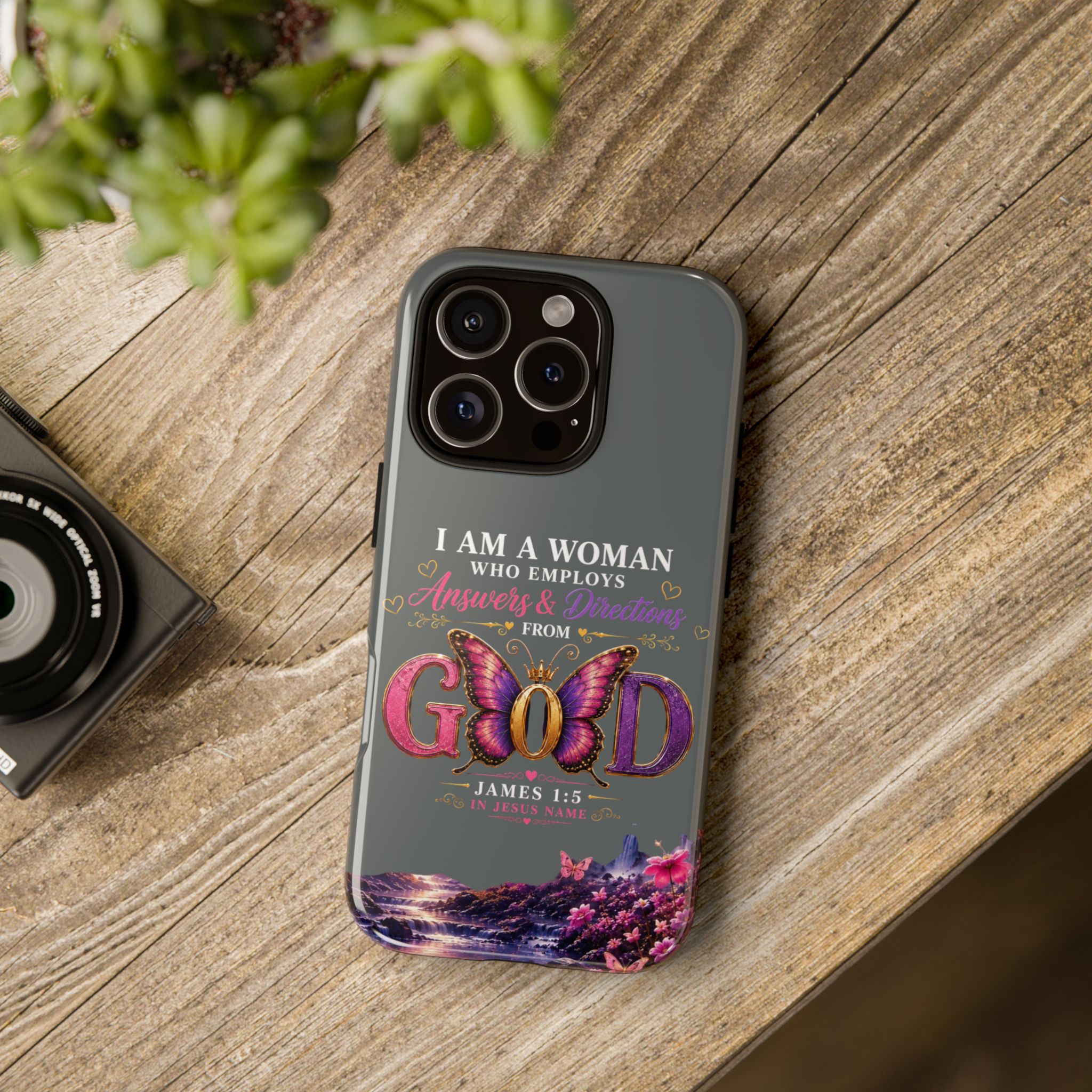 “I Am a Woman Who Employs Answers & Wisdom from God” Butterfly Design phone case - Image 122