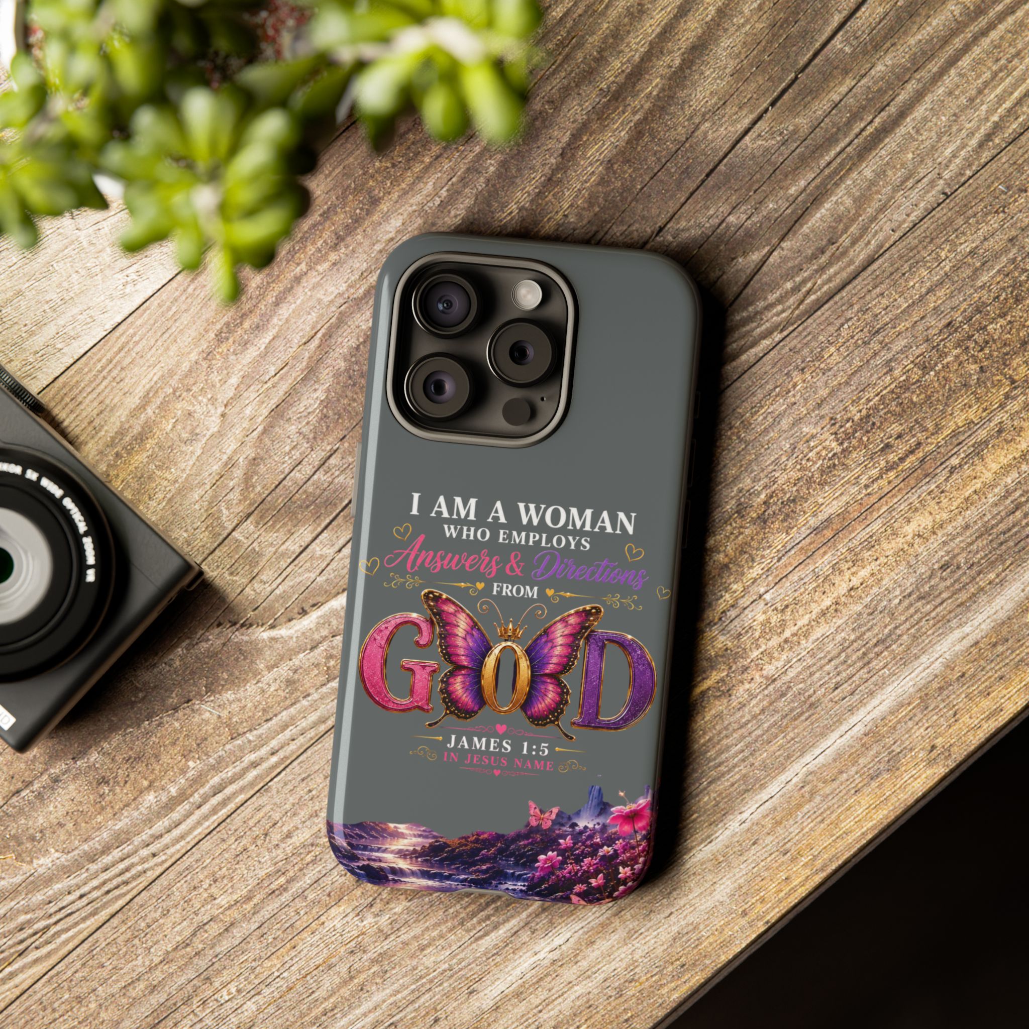 “I Am a Woman Who Employs Answers & Wisdom from God” Butterfly Design phone case - Image 91
