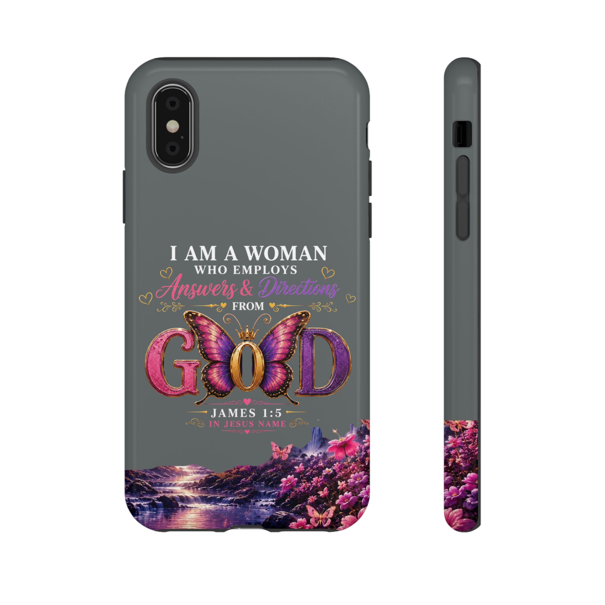 “I Am a Woman Who Employs Answers & Wisdom from God” Butterfly Design phone case - Image 9
