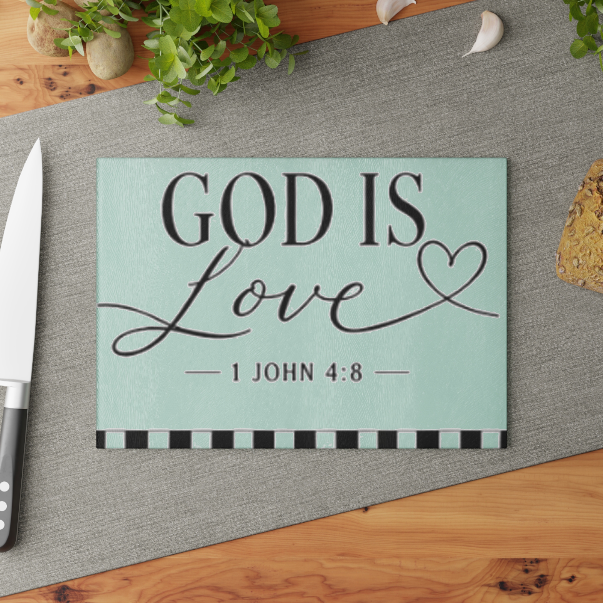 God Is Love Glass Cutting Board – 1 John 4:8 Decorative Kitchen Board - Image 4