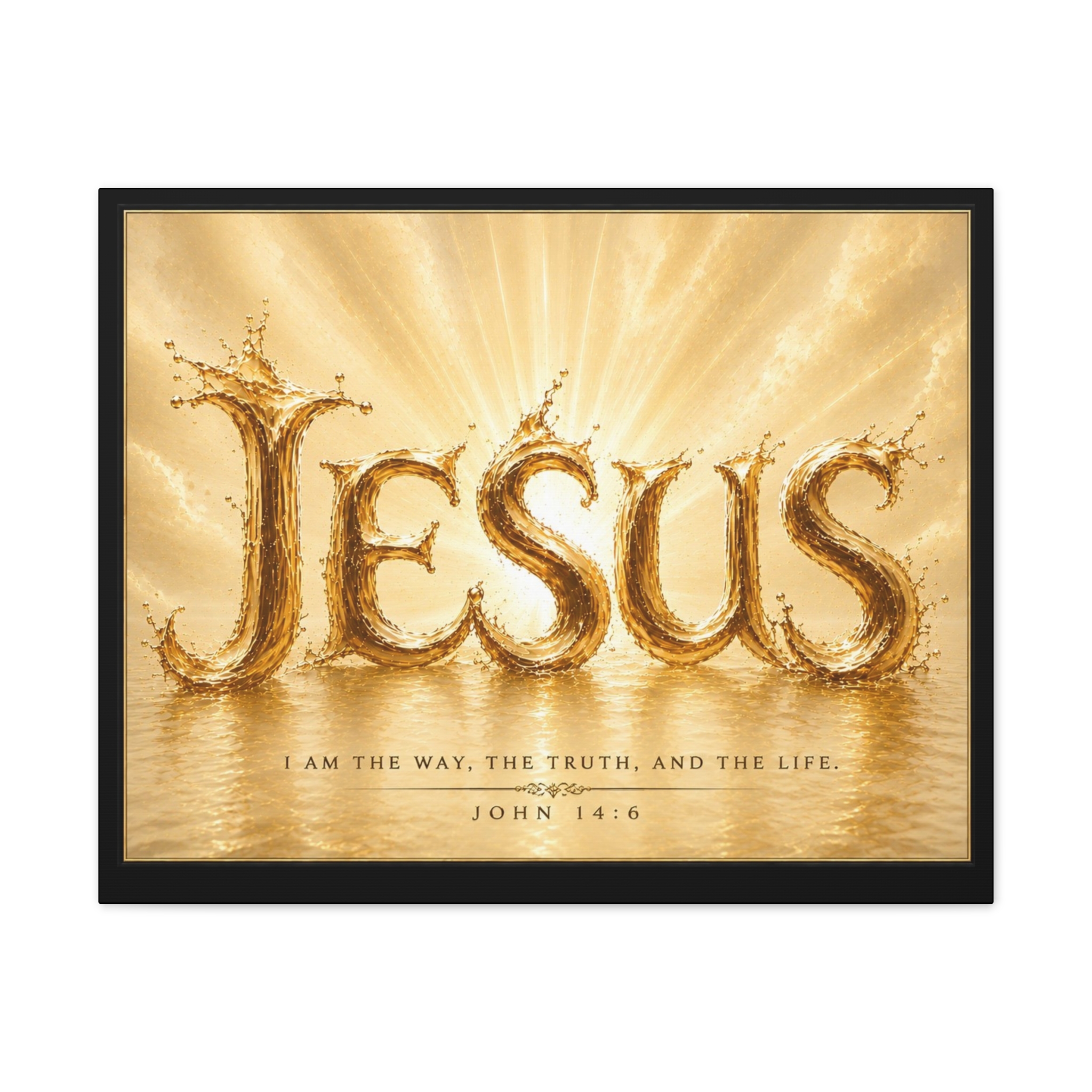 Jesus Water Gold Canvas Wall Art — John 14:6 Inspirational Christian Decor - Image 5