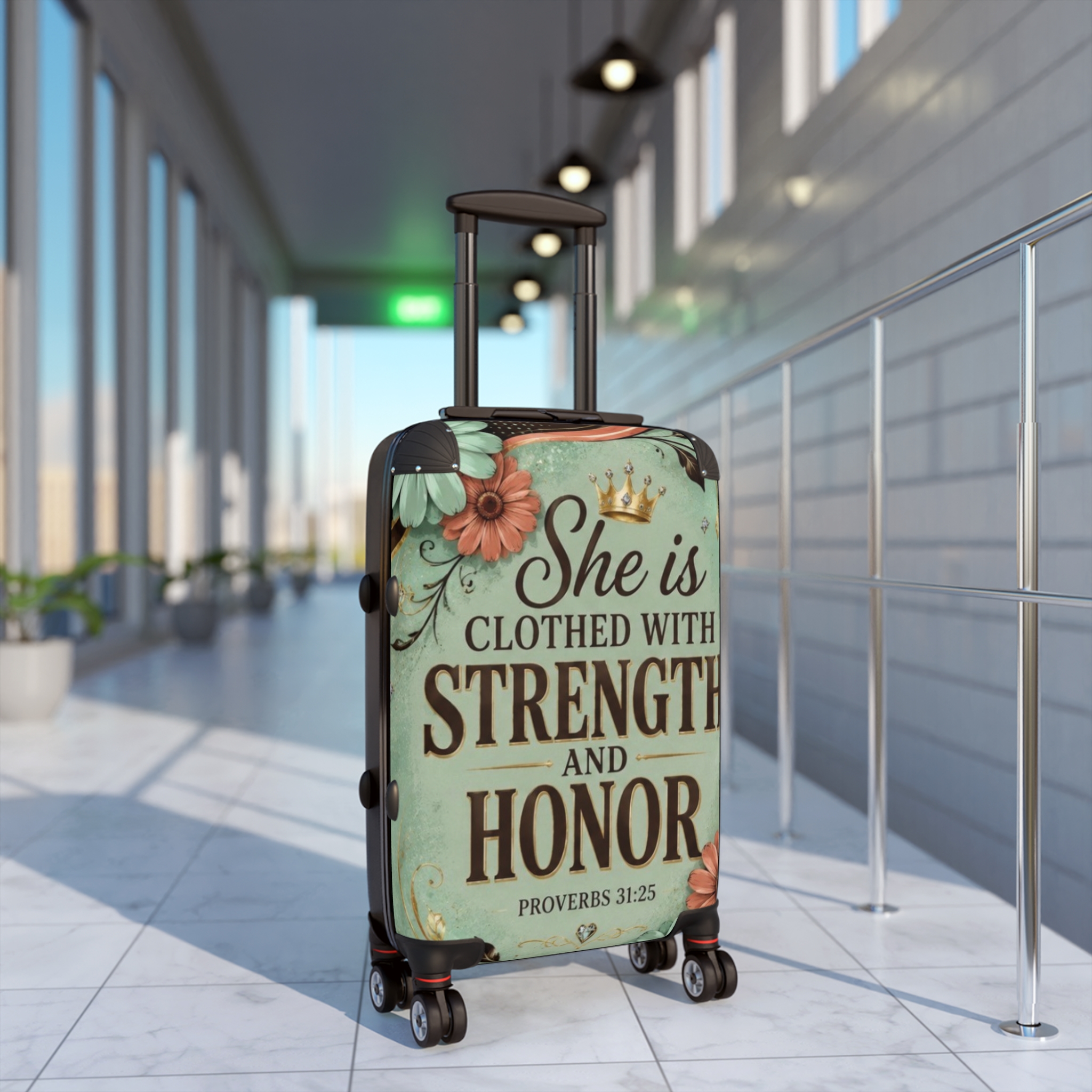 She Is Clothed With Strength and Honor Carry-On Suitcase - Image 3