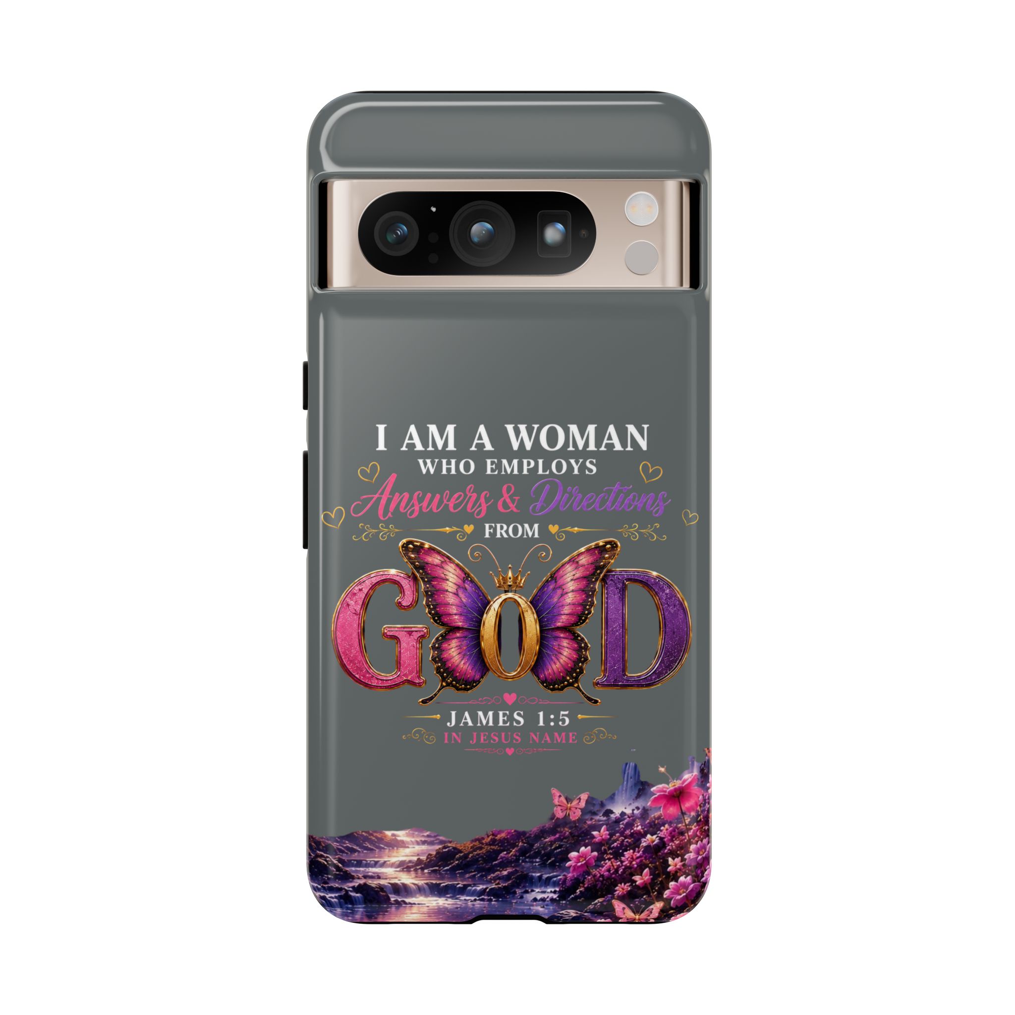 “I Am a Woman Who Employs Answers & Wisdom from God” Butterfly Design phone case - Image 107