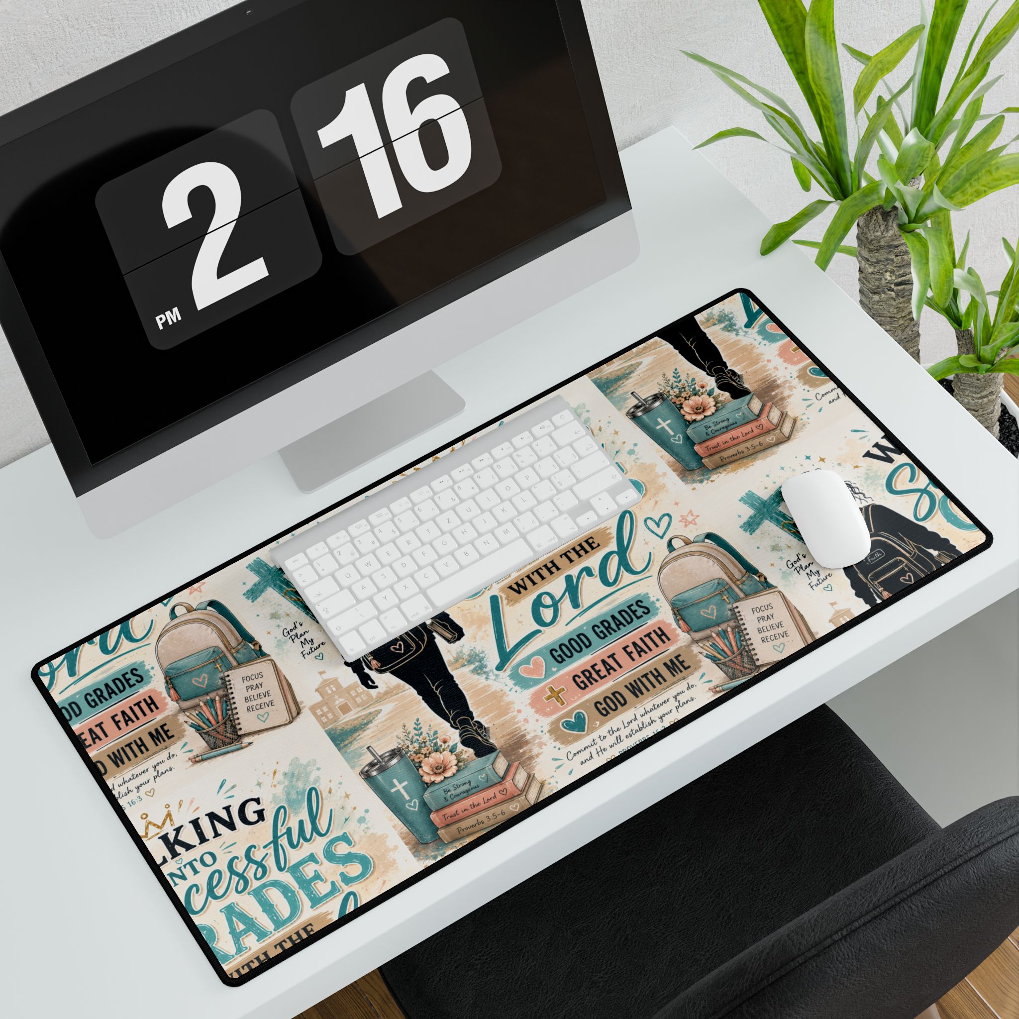 Faith-Based School Desk Mat — "Walking Into Successful Grades with the Lord" Inspirational Desk Pad - Image 3