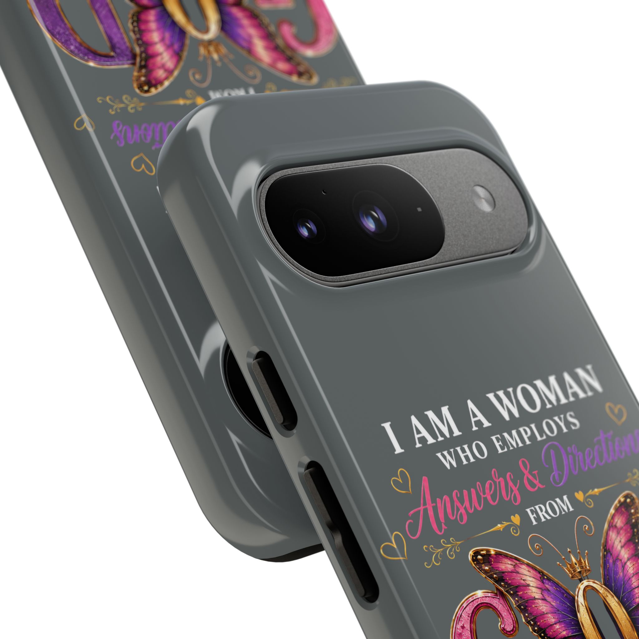 “I Am a Woman Who Employs Answers & Wisdom from God” Butterfly Design phone case - Image 128