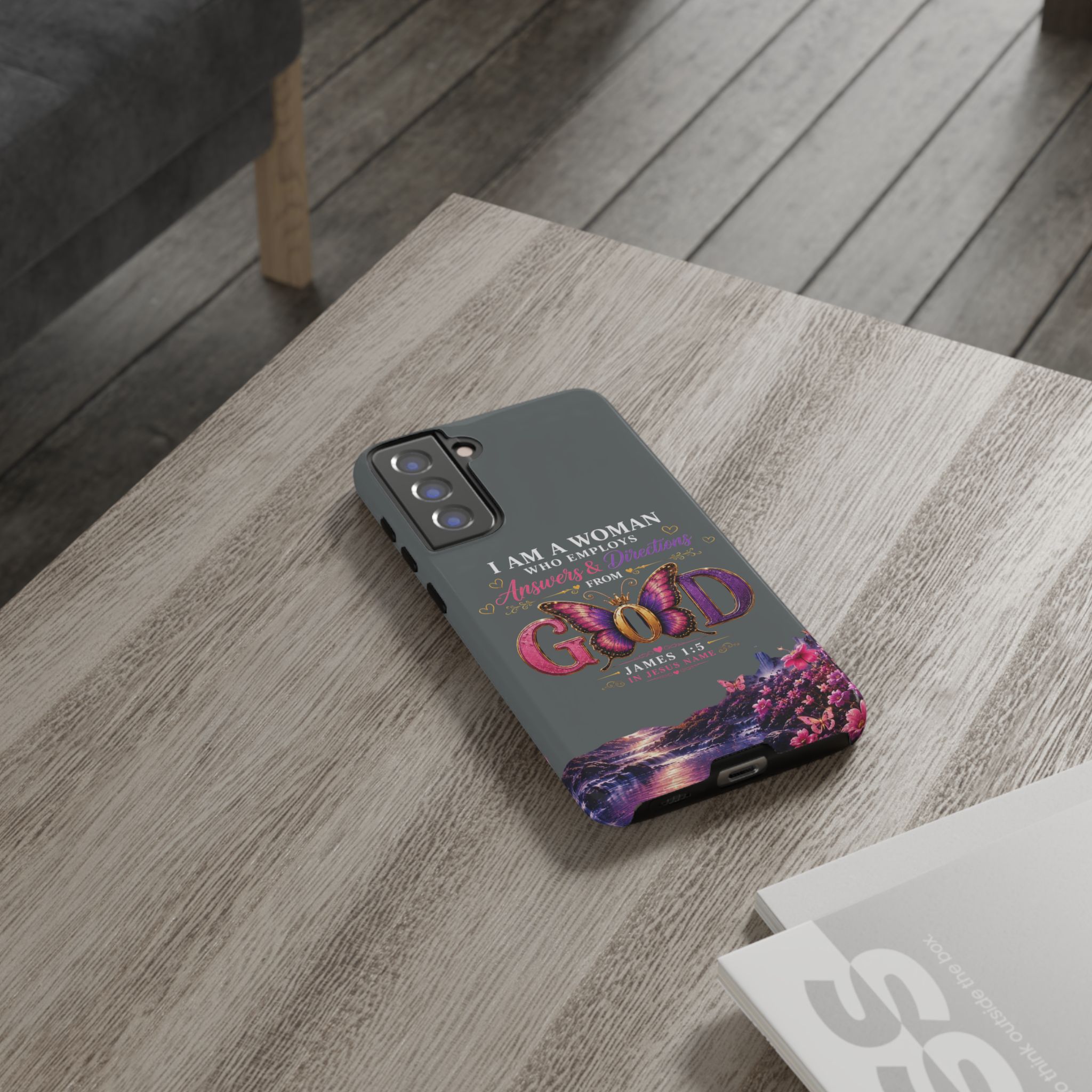 “I Am a Woman Who Employs Answers & Wisdom from God” Butterfly Design phone case - Image 40