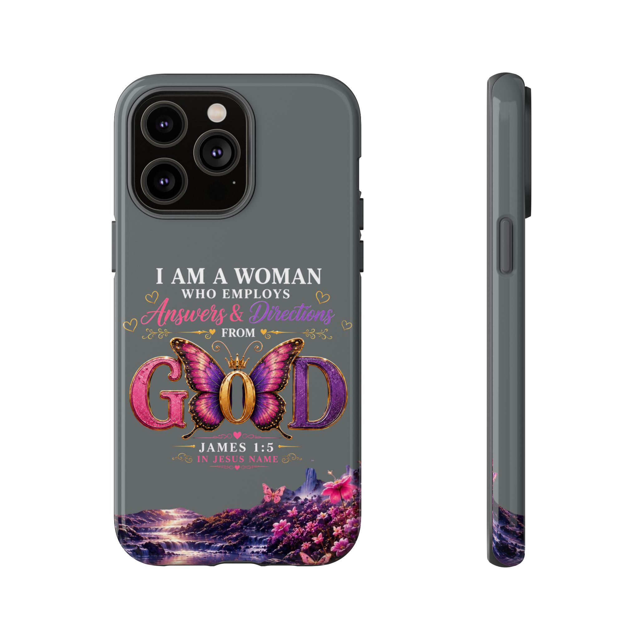“I Am a Woman Who Employs Answers & Wisdom from God” Butterfly Design phone case - Image 59