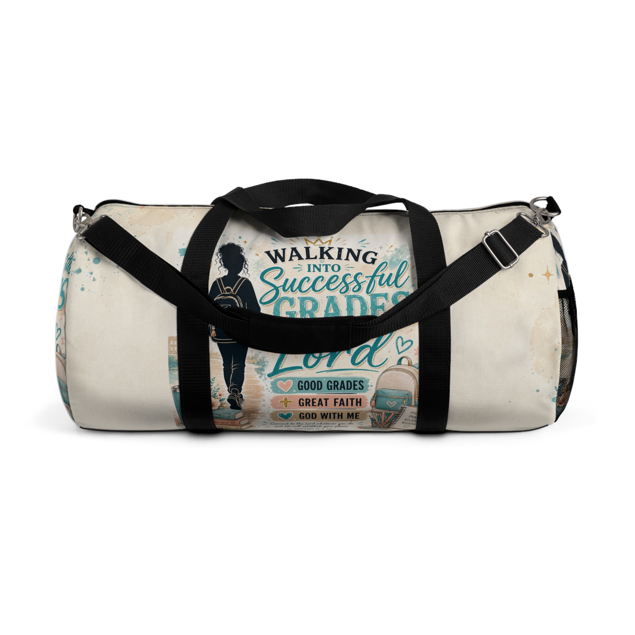 Inspirational Christian Duffel Bag — "Walking Into Successful Grades with the Lord"