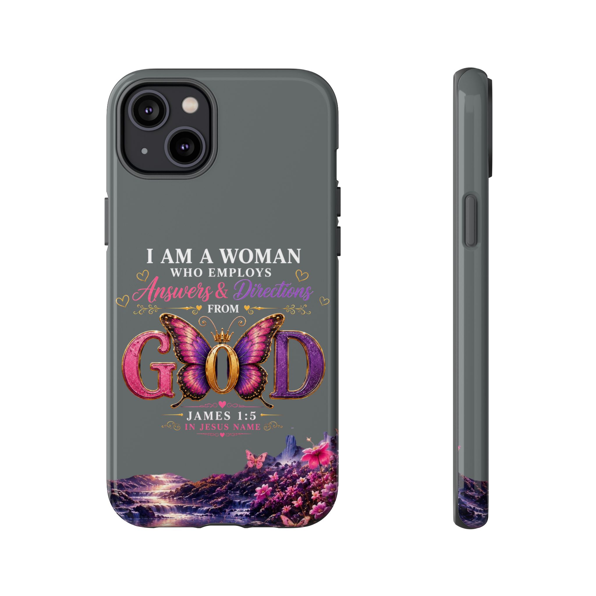 “I Am a Woman Who Employs Answers & Wisdom from God” Butterfly Design phone case - Image 55