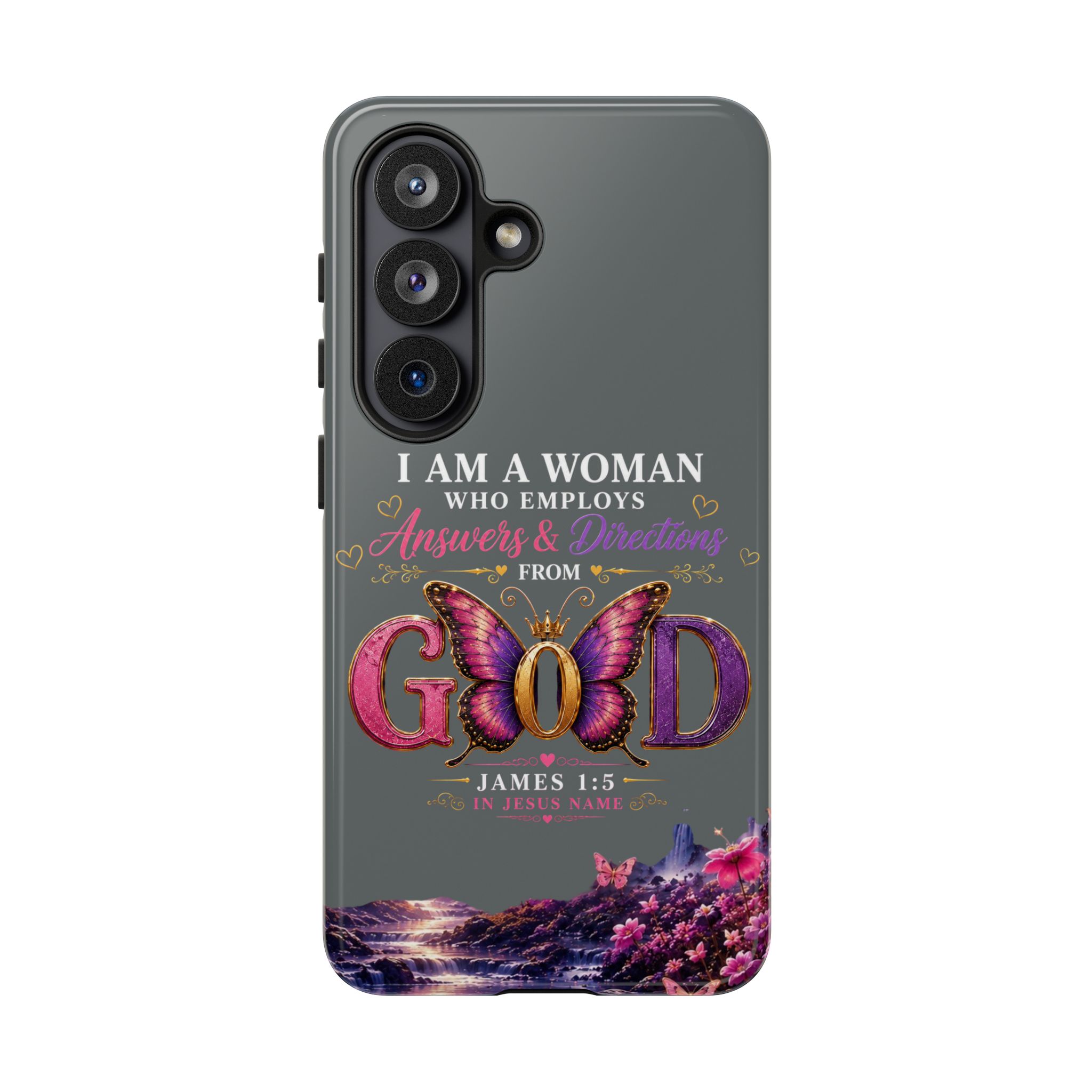 “I Am a Woman Who Employs Answers & Wisdom from God” Butterfly Design phone case - Image 152
