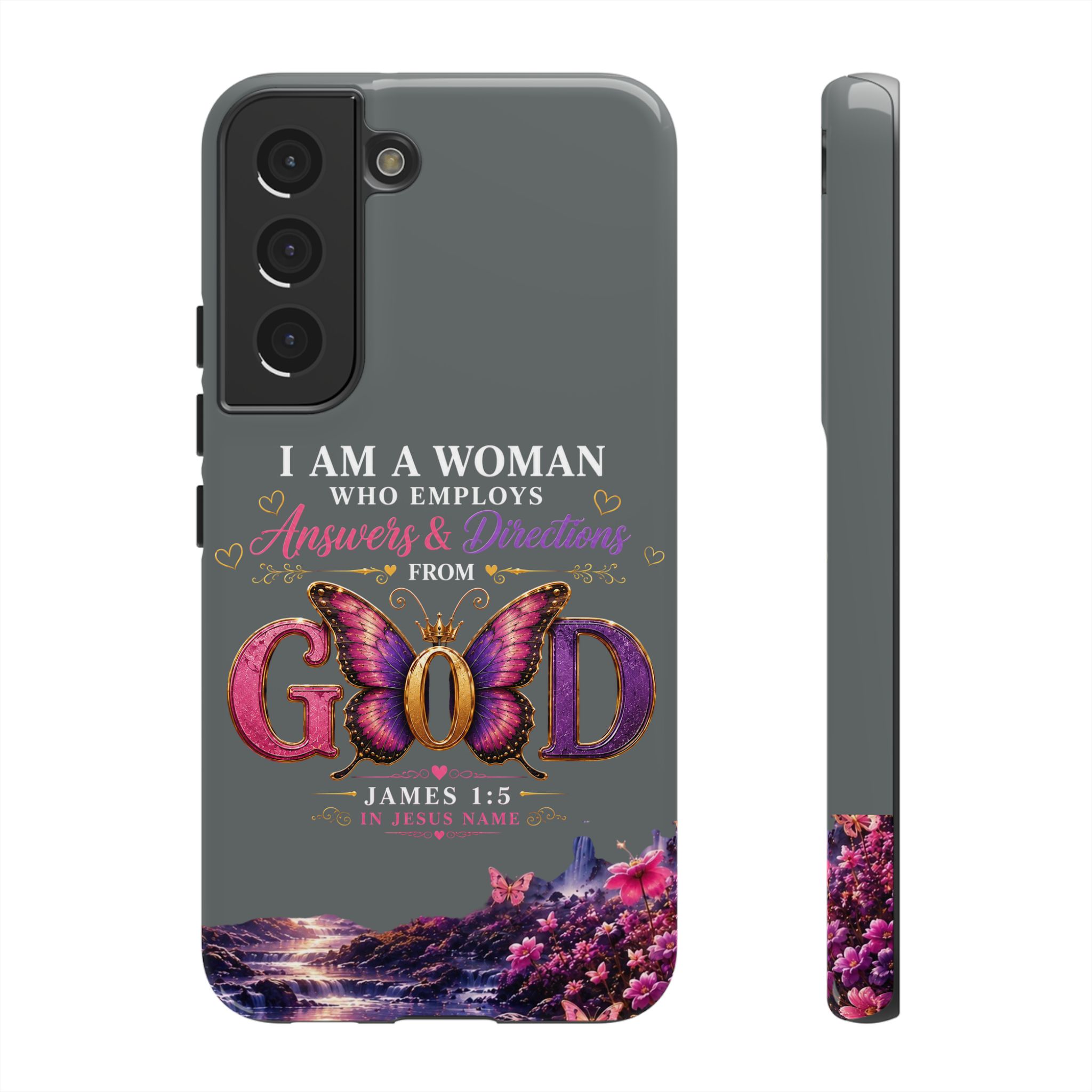 “I Am a Woman Who Employs Answers & Wisdom from God” Butterfly Design phone case - Image 41