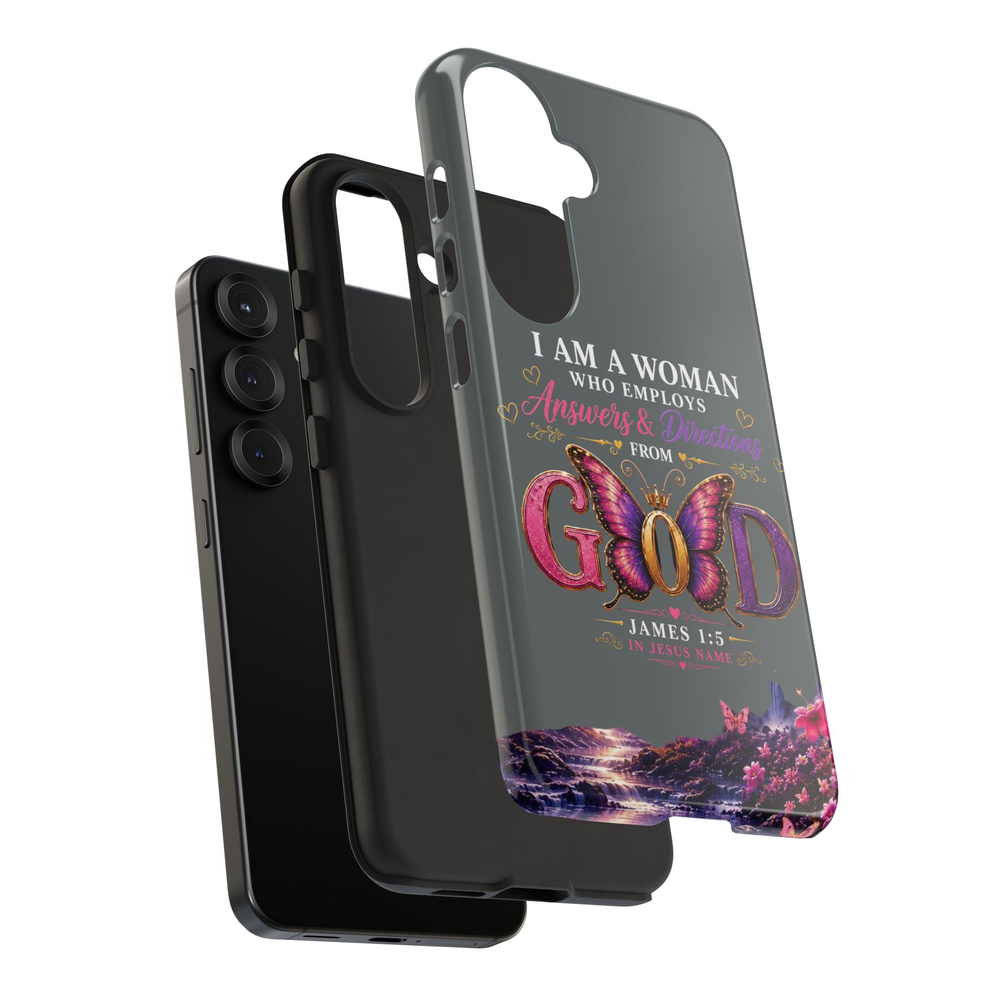 “I Am a Woman Who Employs Answers & Wisdom from God” Butterfly Design phone case - Image 139