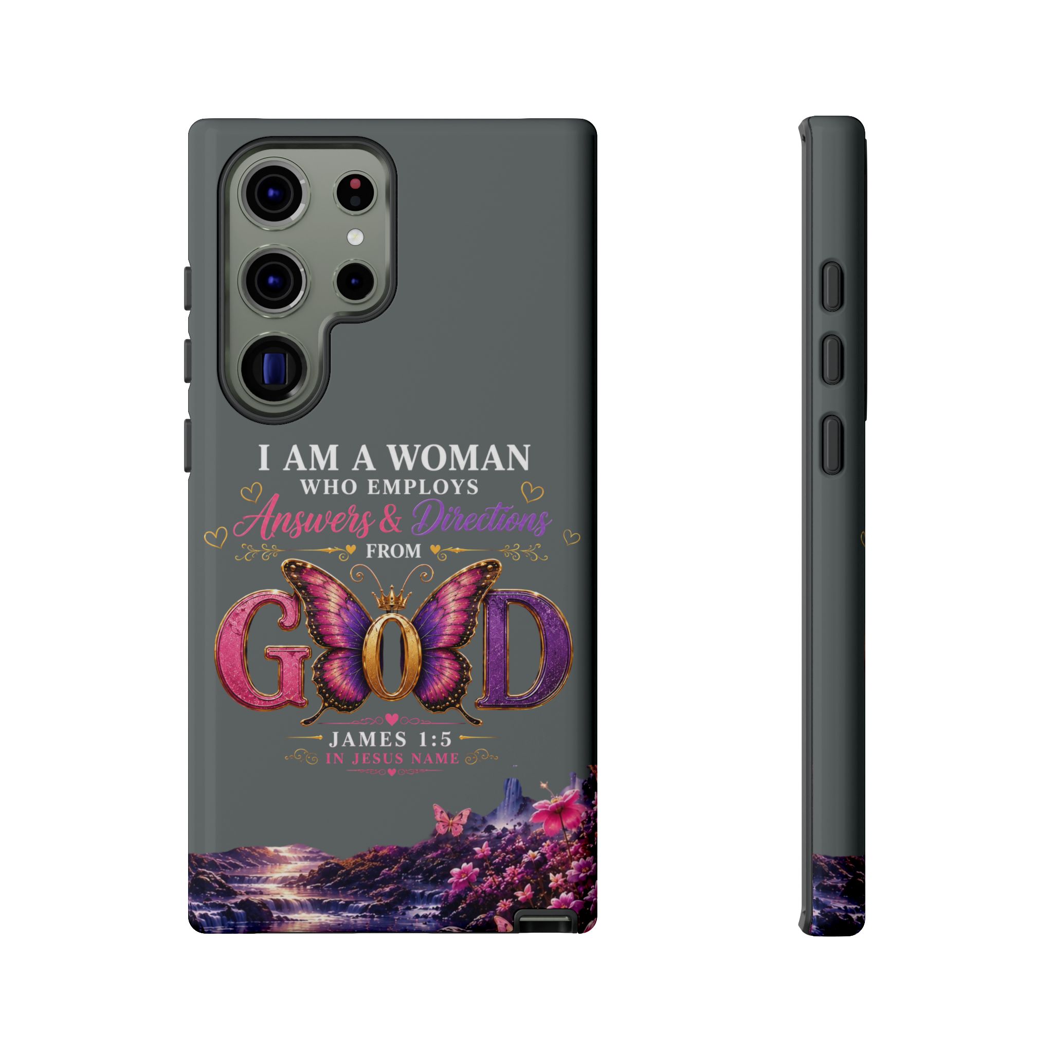 “I Am a Woman Who Employs Answers & Wisdom from God” Butterfly Design phone case - Image 71