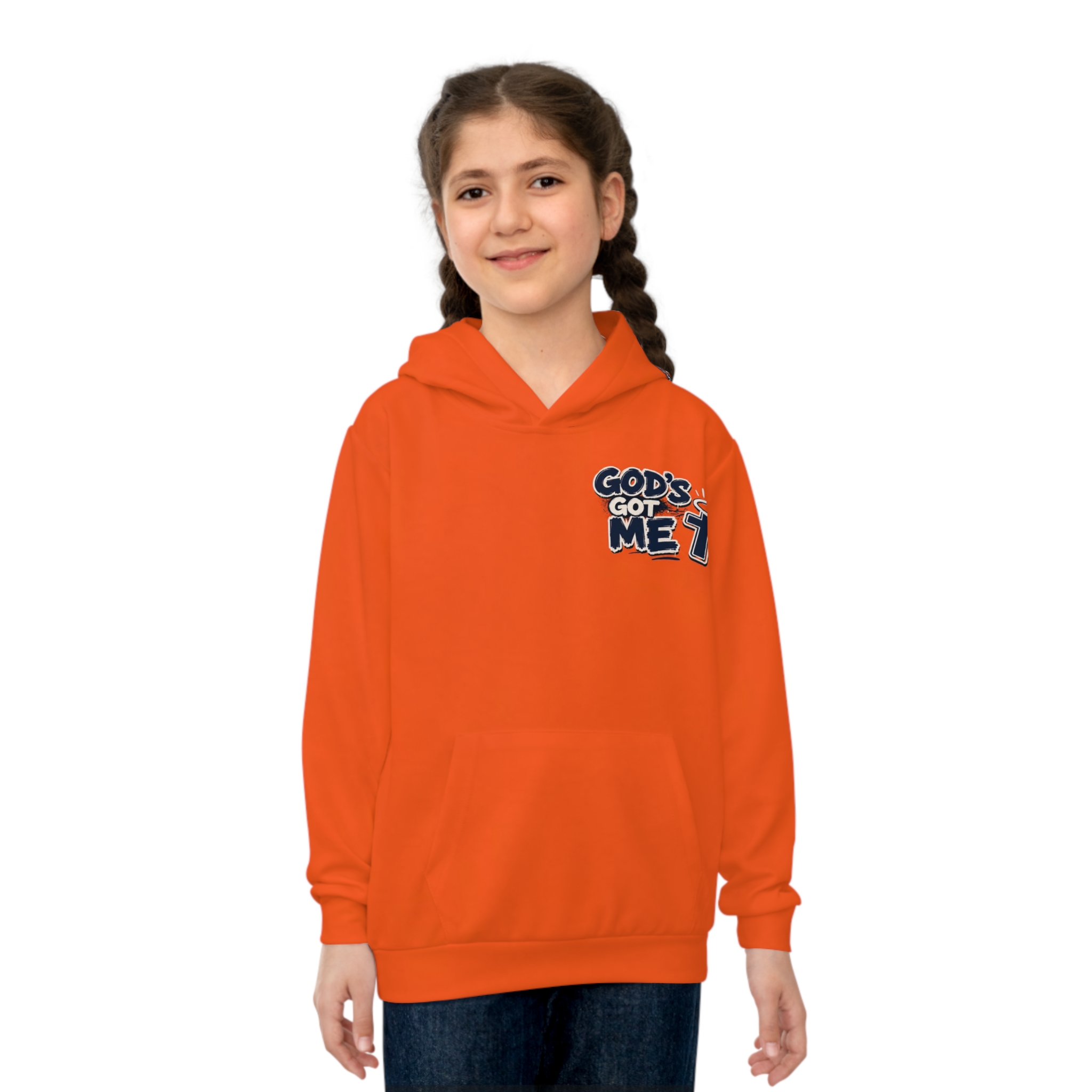 Children's Hoodie - "God's Got Me" Christian Kids Pullover with Psalm 118:6 Back Design - Image 3