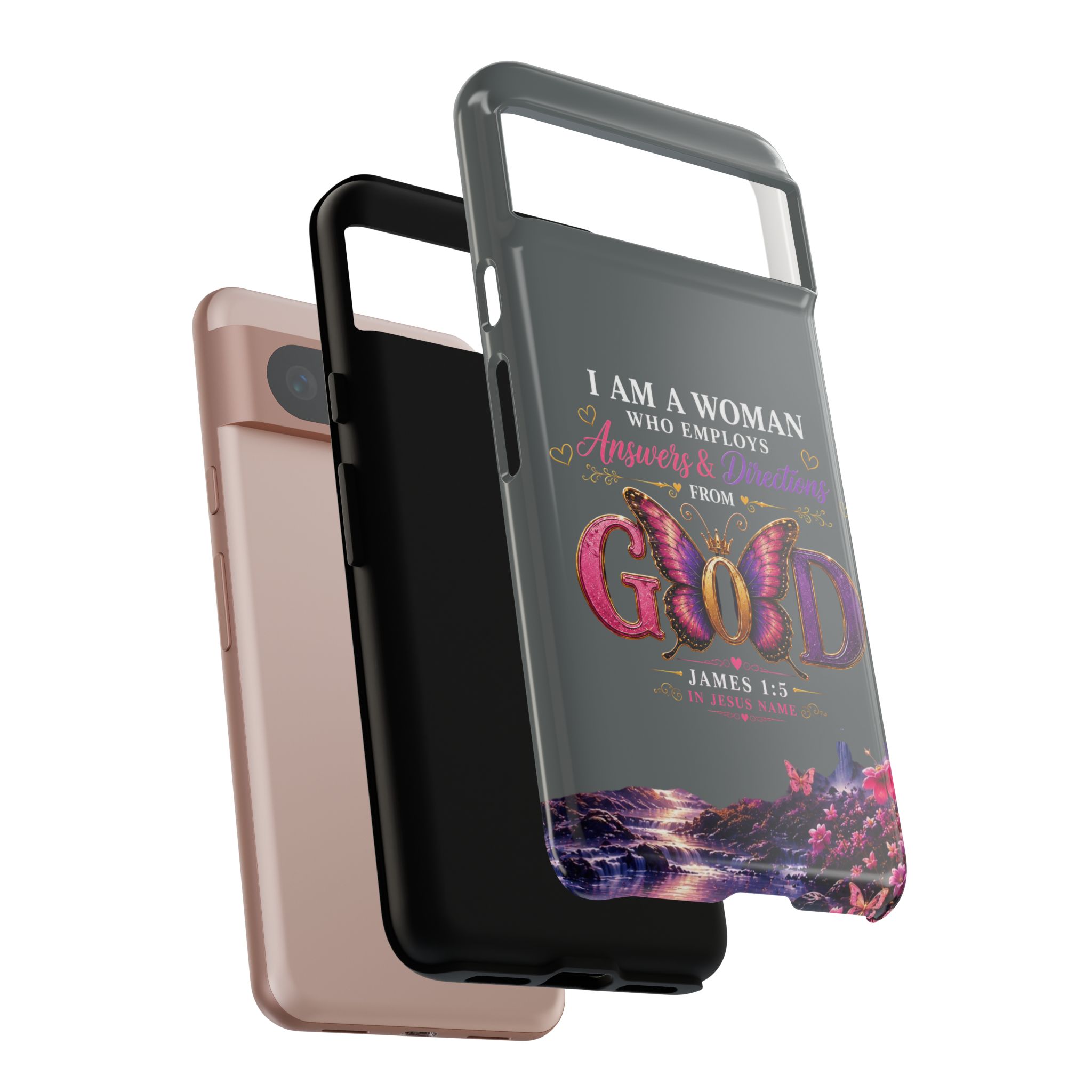 “I Am a Woman Who Employs Answers & Wisdom from God” Butterfly Design phone case - Image 114