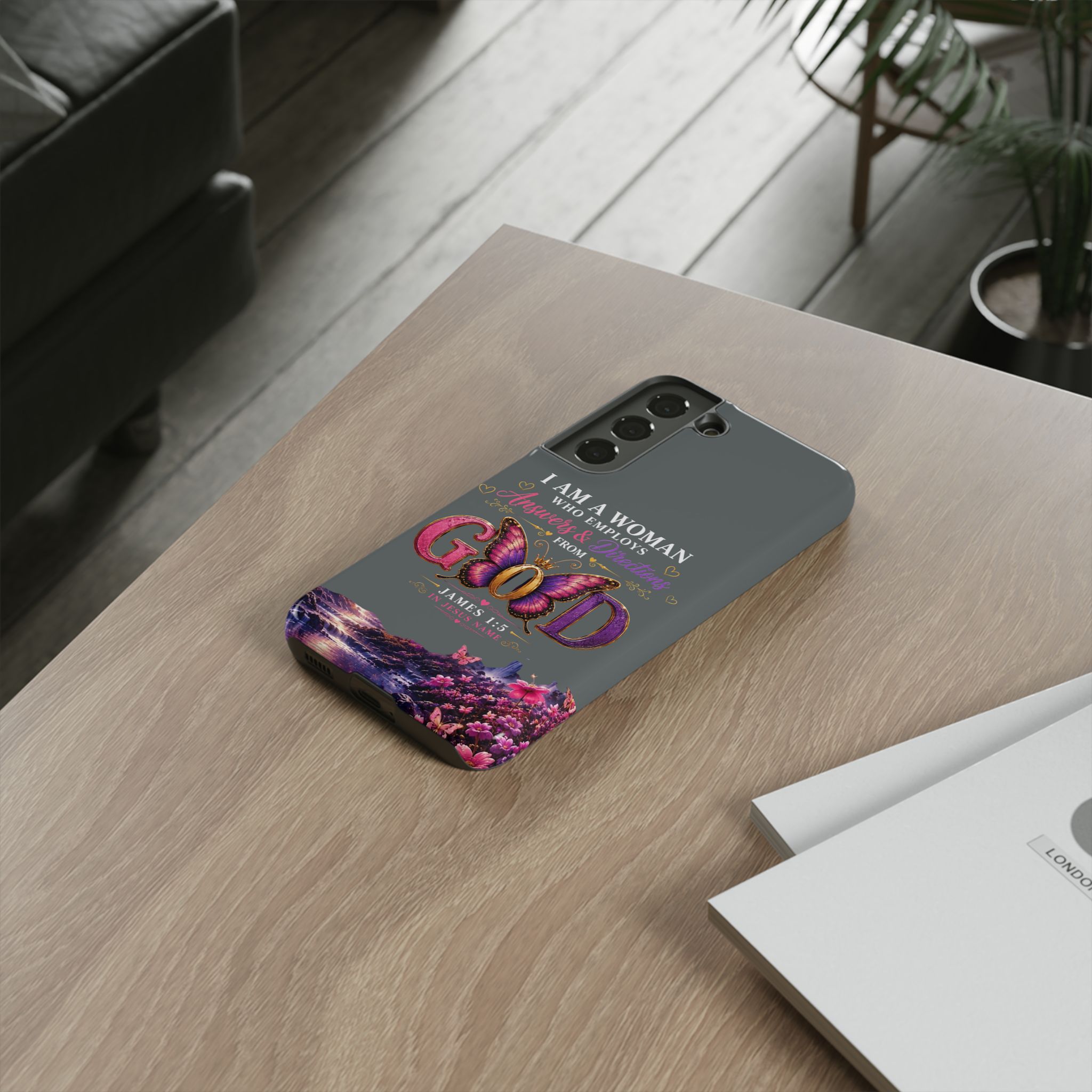 “I Am a Woman Who Employs Answers & Wisdom from God” Butterfly Design phone case - Image 42
