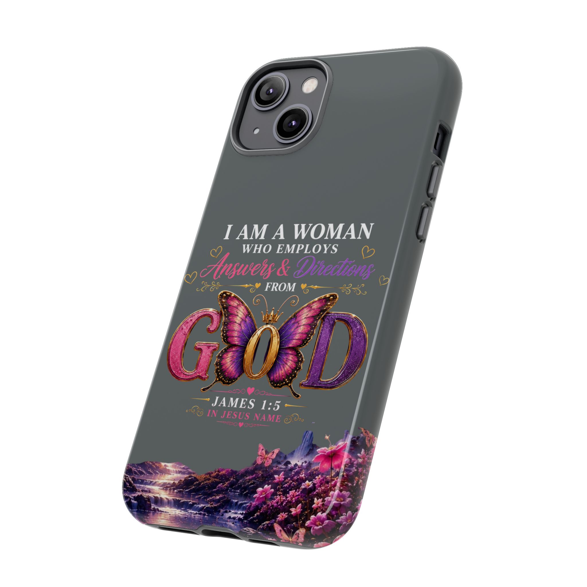 “I Am a Woman Who Employs Answers & Wisdom from God” Butterfly Design phone case - Image 56