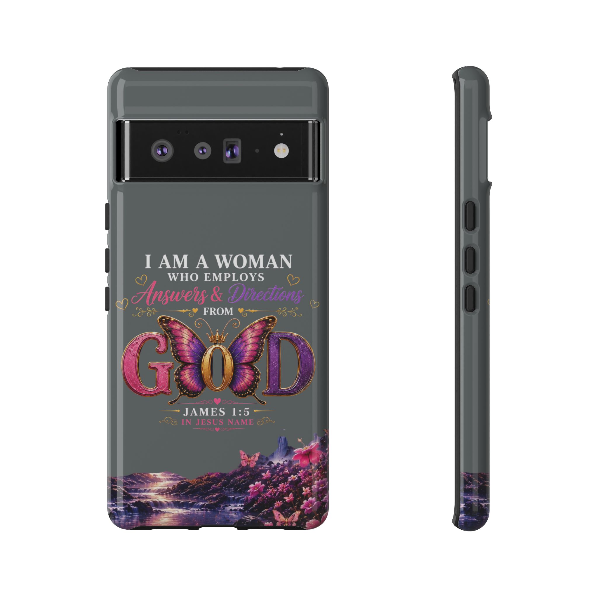 “I Am a Woman Who Employs Answers & Wisdom from God” Butterfly Design phone case - Image 79