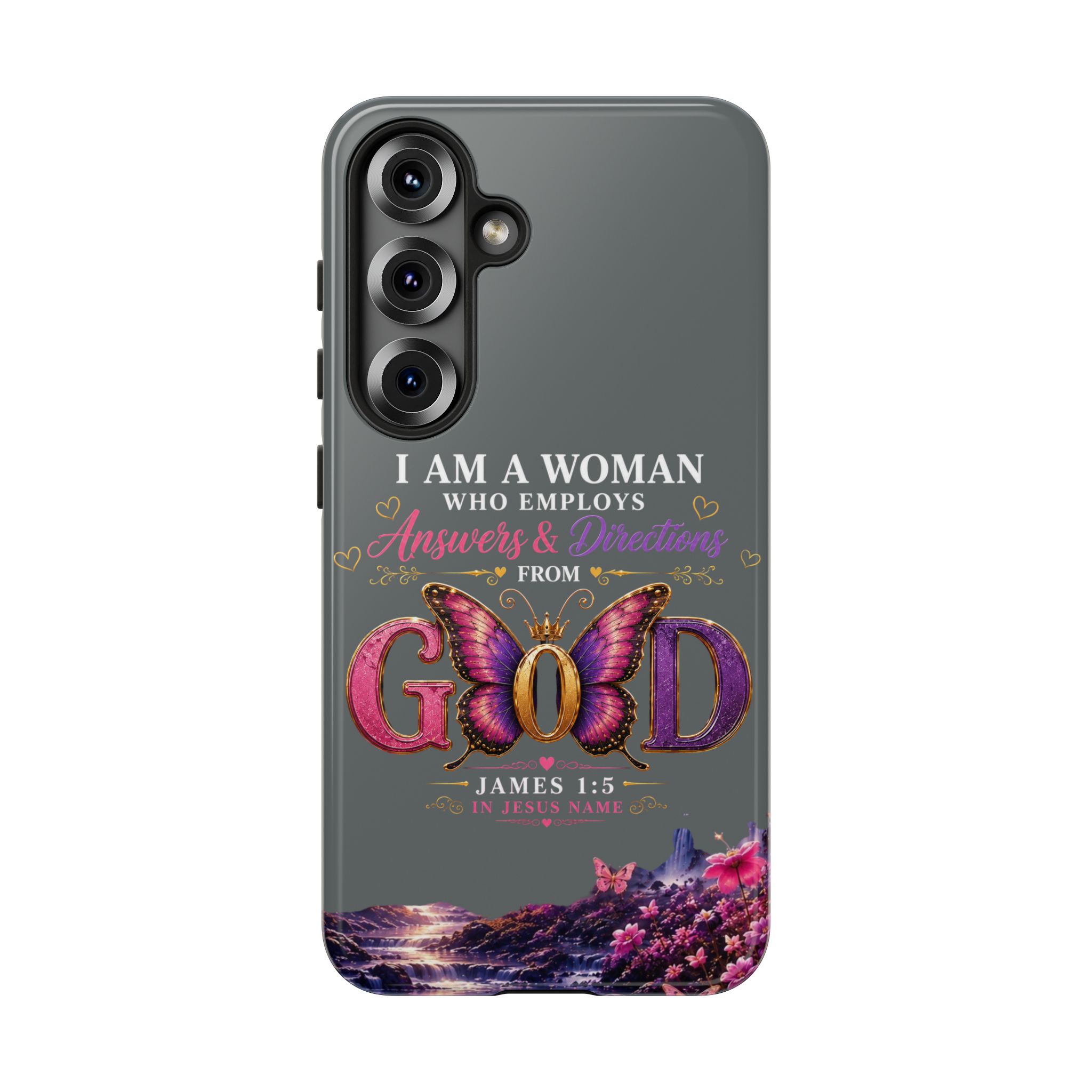 “I Am a Woman Who Employs Answers & Wisdom from God” Butterfly Design phone case - Image 136