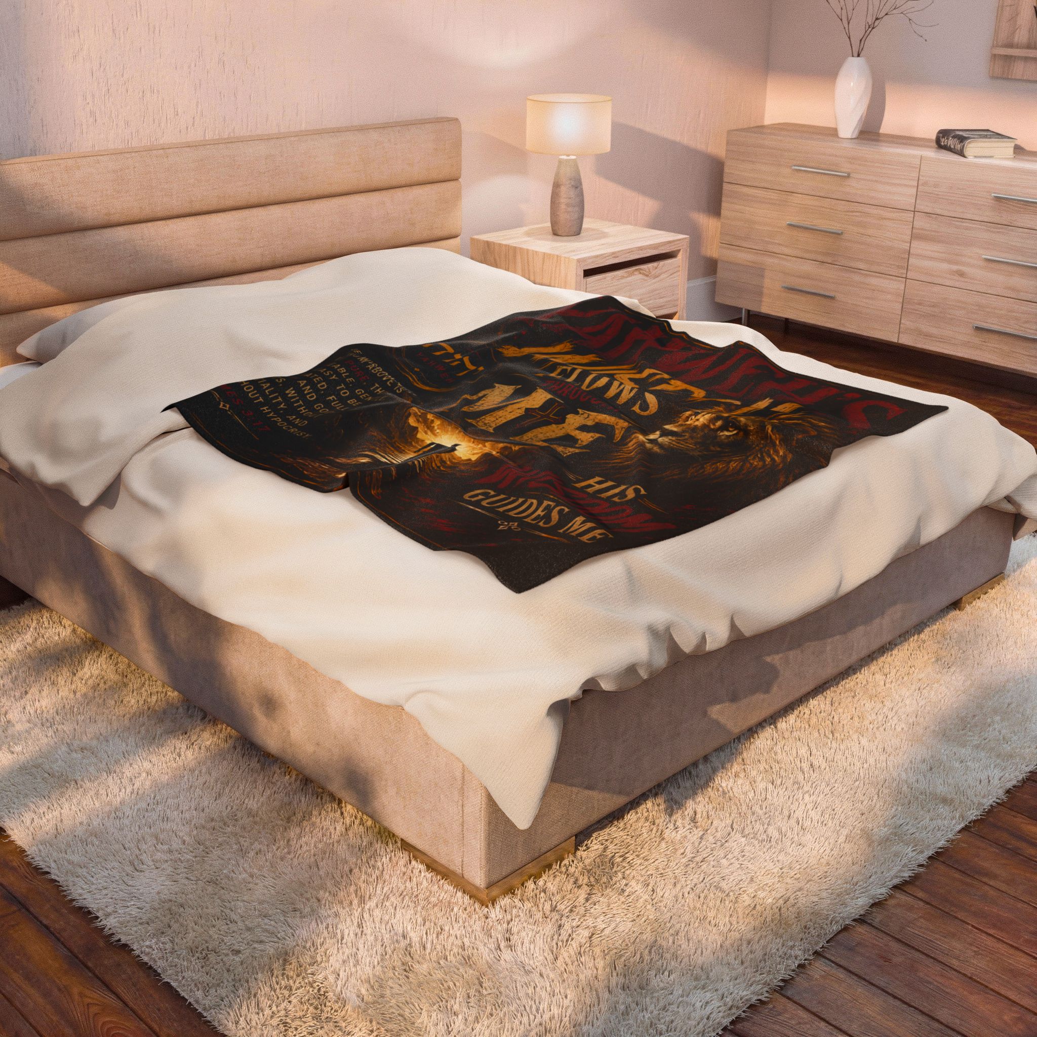 Yahweh's Wisdom Plush Blanket — Inspirational Christian Lion Throw - Image 4