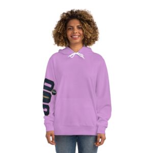 God Lilac Graphic Varsity Hoodie — Minimal Letter “O” Sleeve Pullover