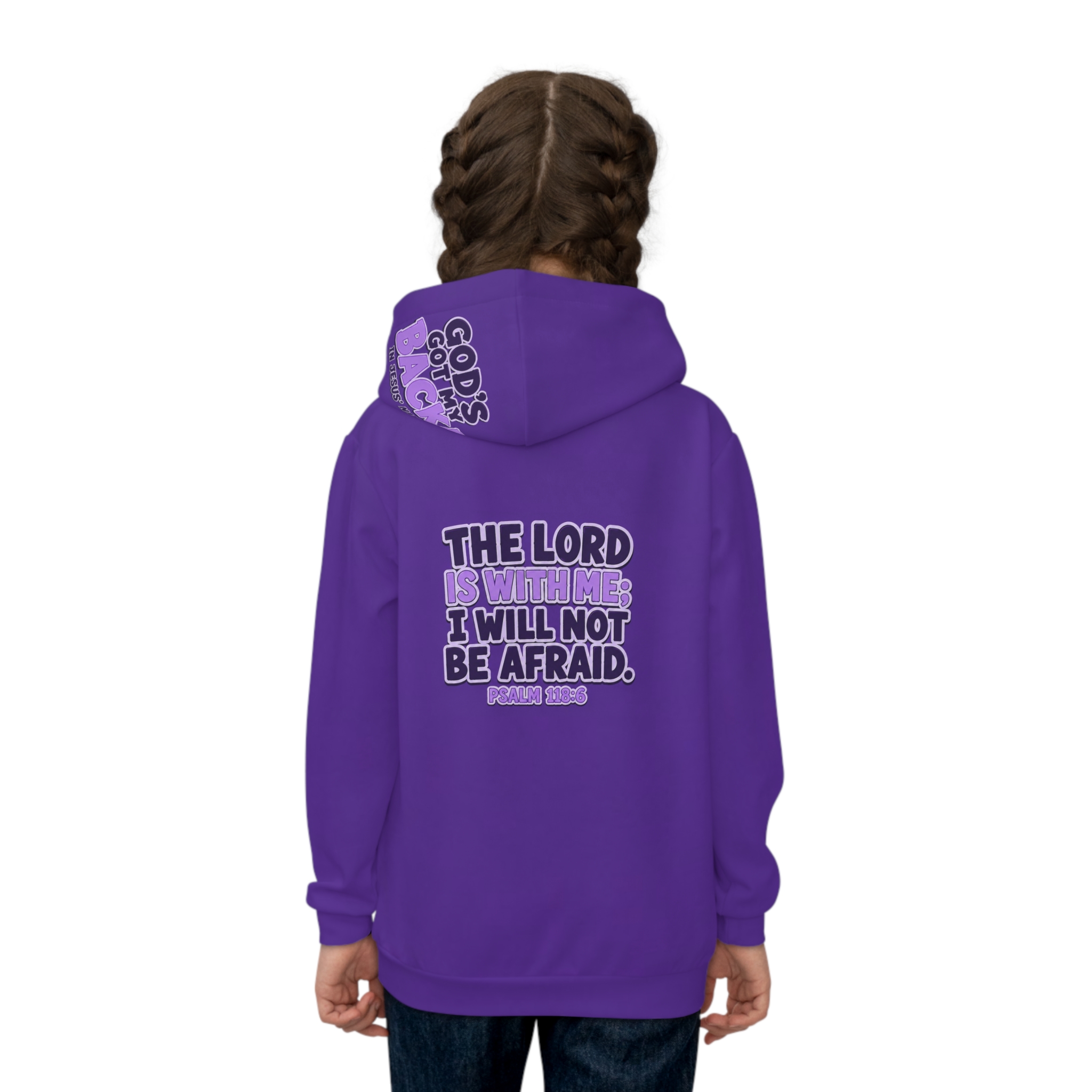 Children's Hoodie — "God's Got Me" Christian Kids Pullover (The Lord I Will Not Be Afraid) - Image 4