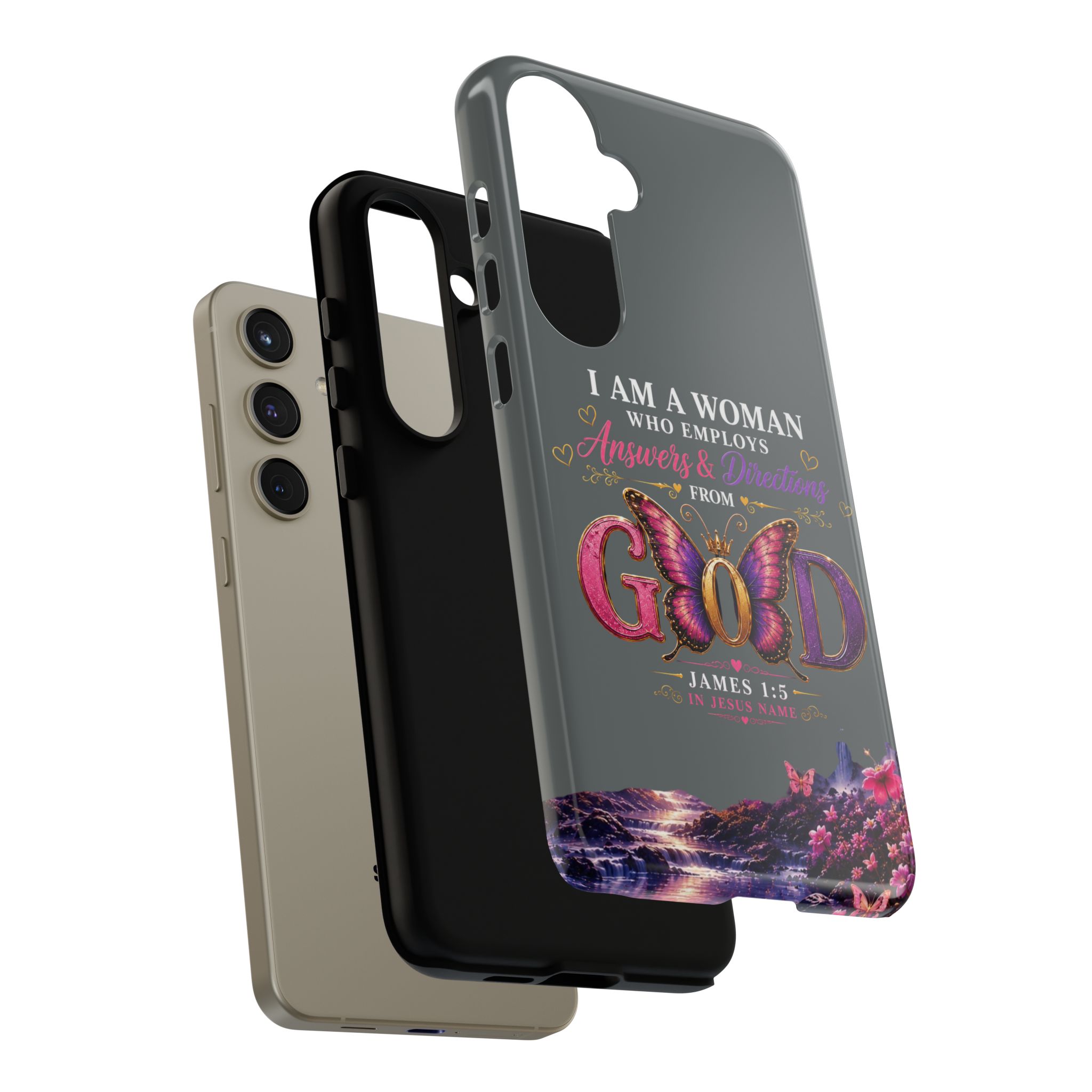 “I Am a Woman Who Employs Answers & Wisdom from God” Butterfly Design phone case - Image 102