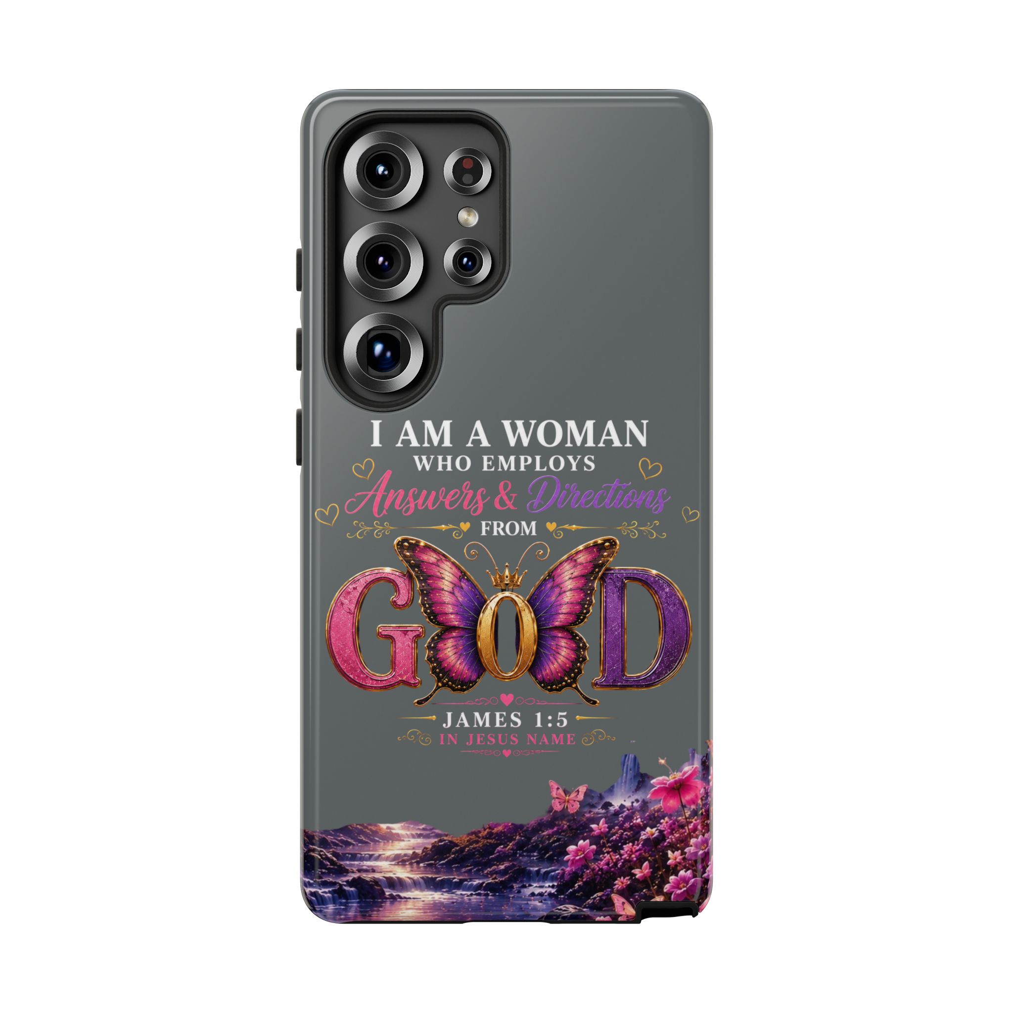 “I Am a Woman Who Employs Answers & Wisdom from God” Butterfly Design phone case - Image 144