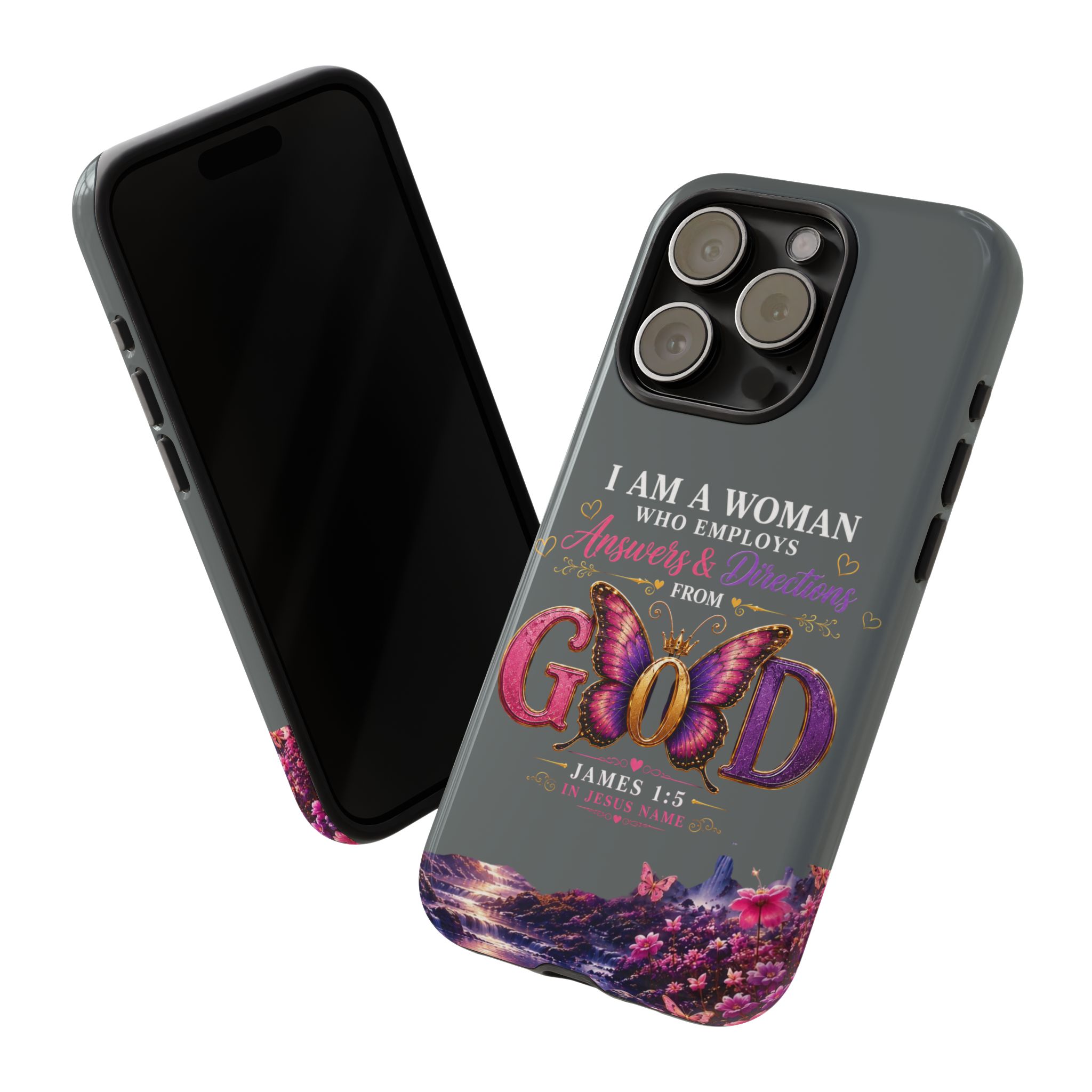 “I Am a Woman Who Employs Answers & Wisdom from God” Butterfly Design phone case - Image 90