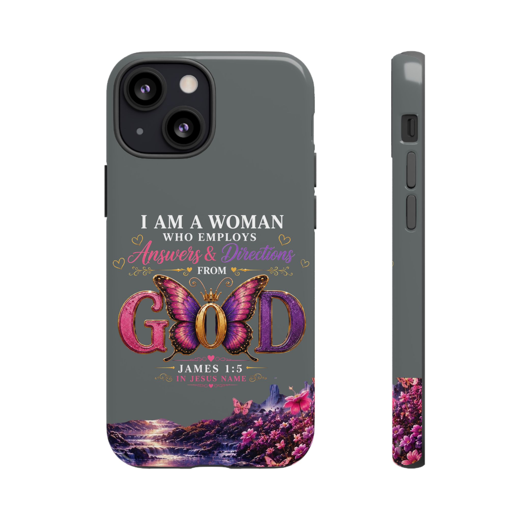 “I Am a Woman Who Employs Answers & Wisdom from God” Butterfly Design phone case - Image 23