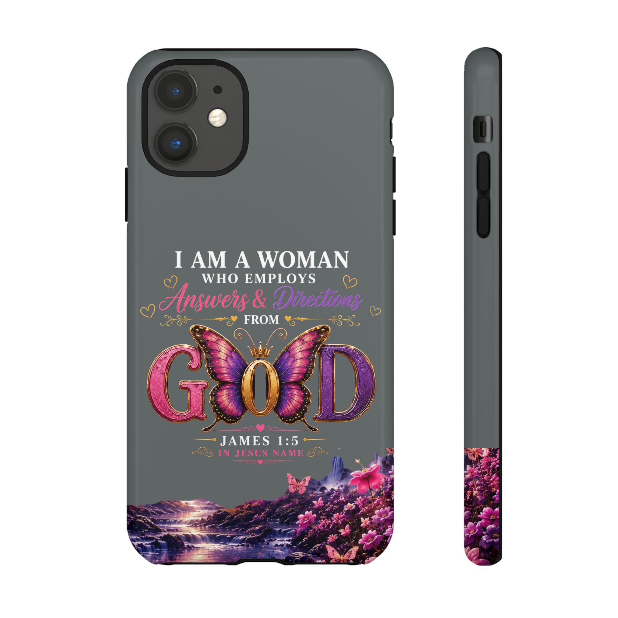 “I Am a Woman Who Employs Answers & Wisdom from God” Butterfly Design phone case - Image 11