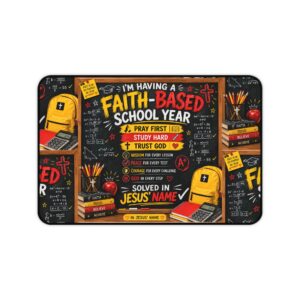Faith-Based School Year Desk Mat — Christian Student Desk Pad with Inspirational Prayer & Study Design