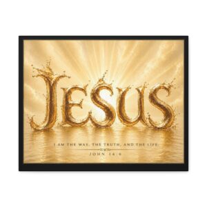 Jesus Water Gold Canvas Wall Art — John 14:6 Inspirational Christian Decor