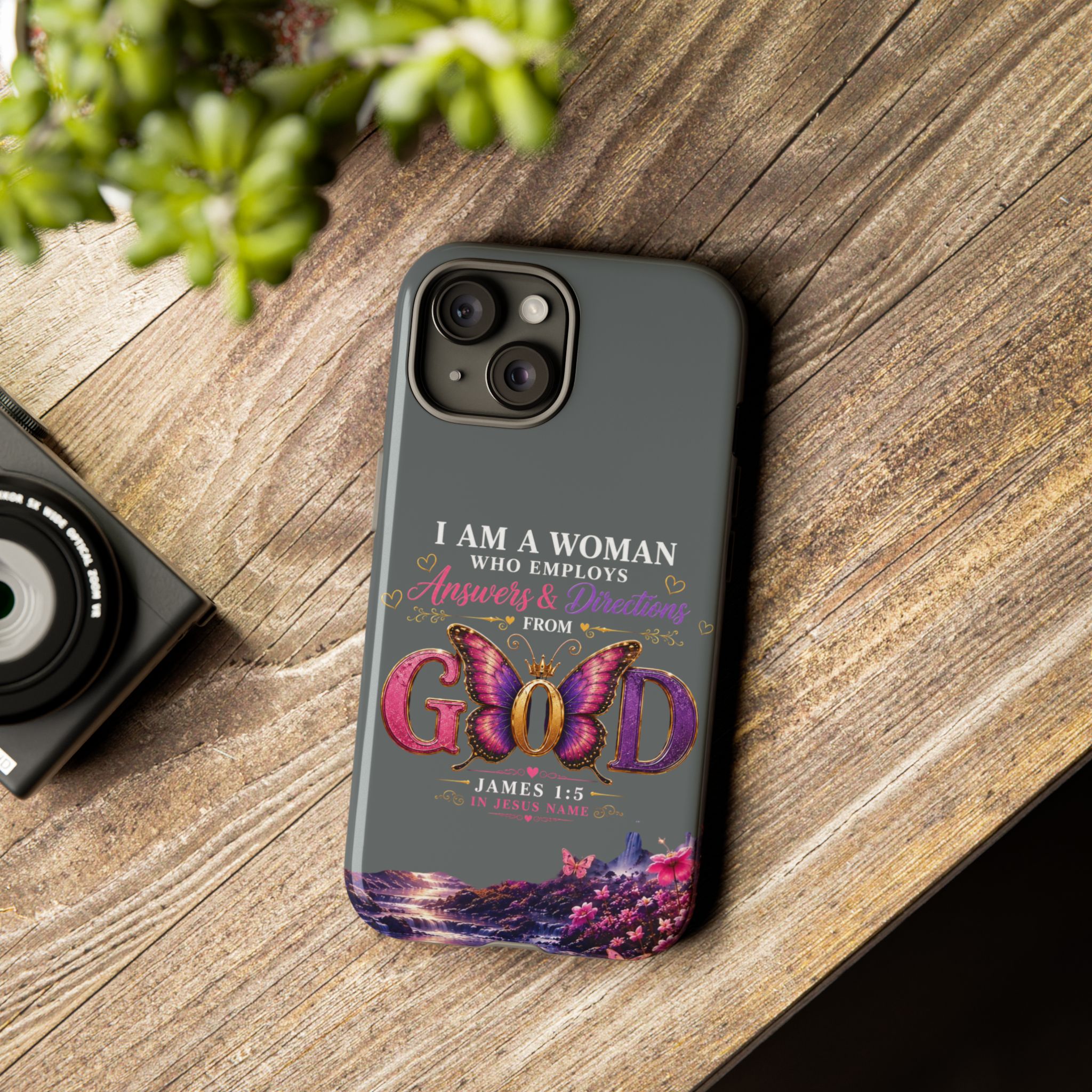 “I Am a Woman Who Employs Answers & Wisdom from God” Butterfly Design phone case - Image 85