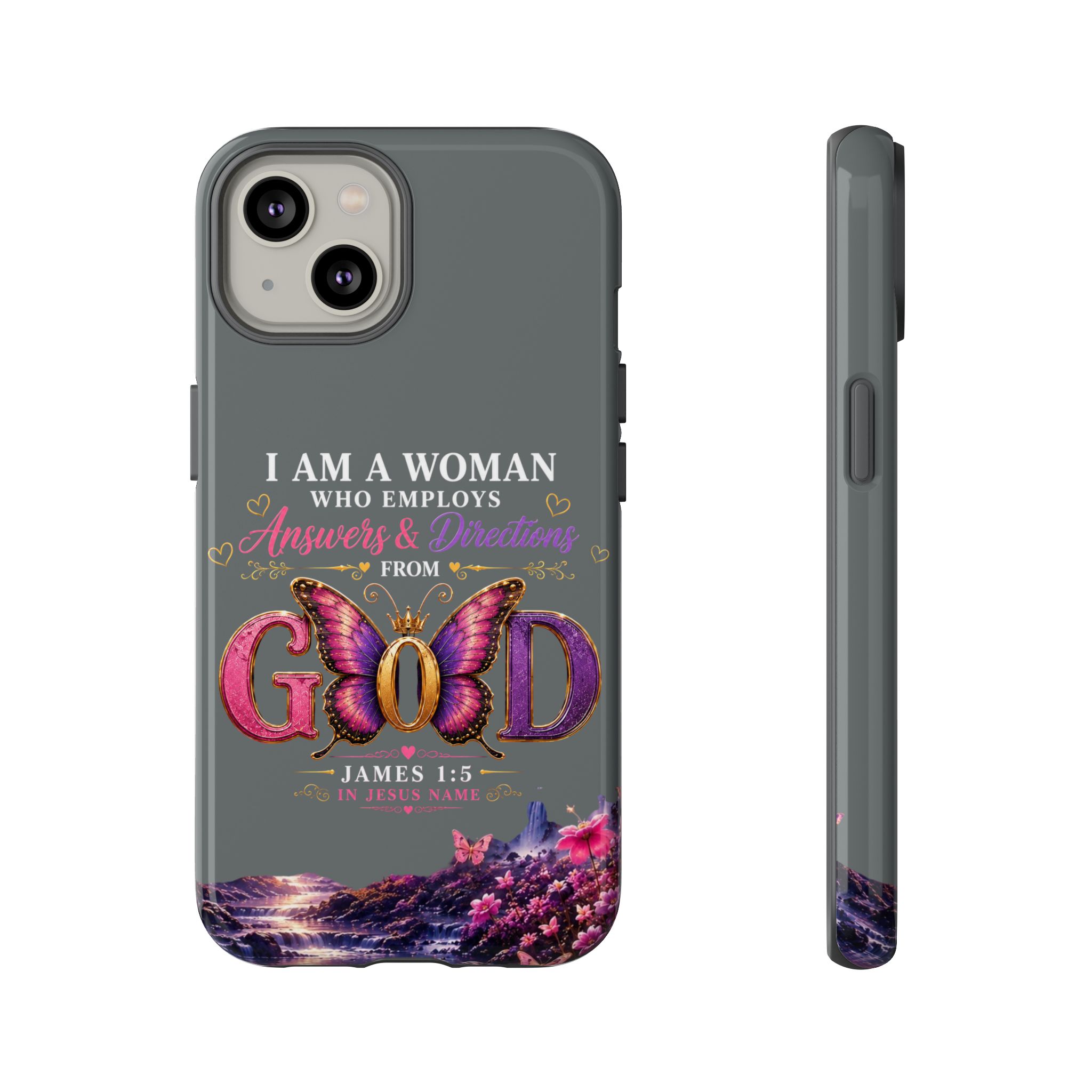 “I Am a Woman Who Employs Answers & Wisdom from God” Butterfly Design phone case - Image 47