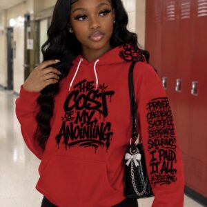 Red Graphic Hoodie — "The Cost of My Anointing" Streetwear Pullover