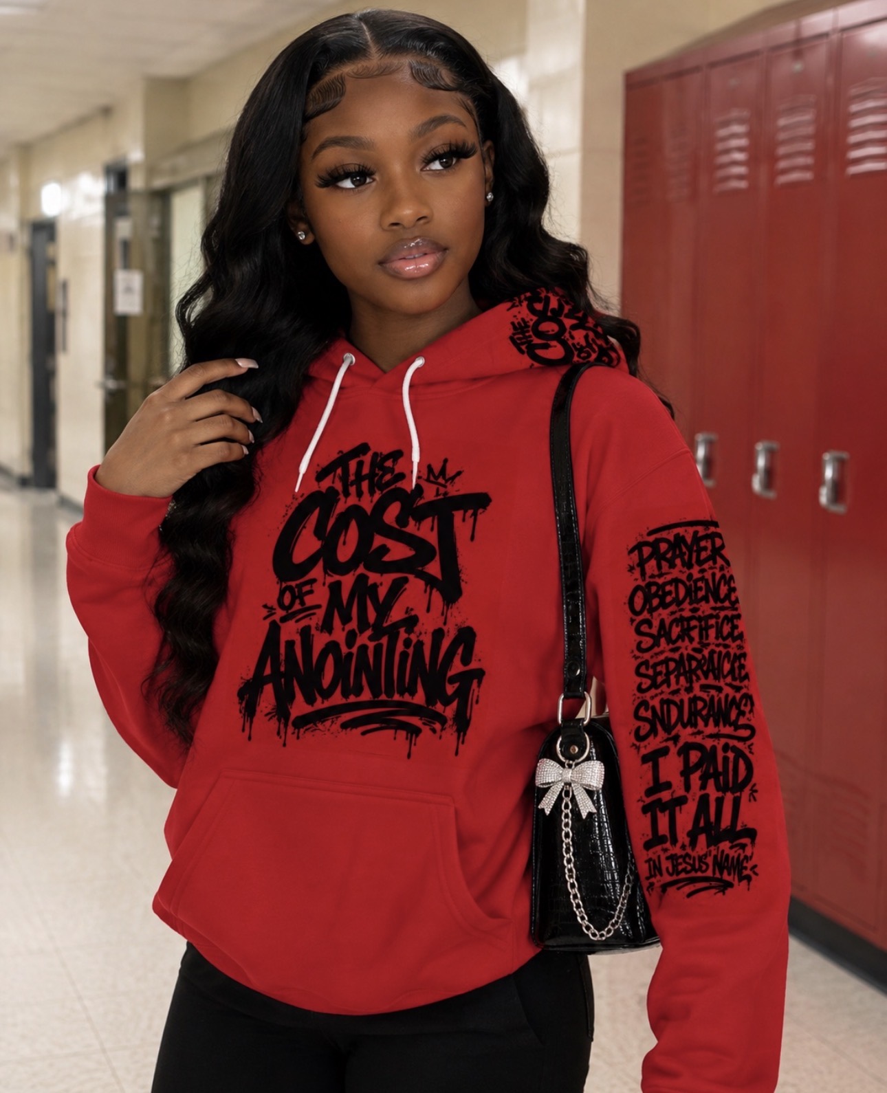 Red Graphic Hoodie — "The Cost of My Anointing" Streetwear Pullover