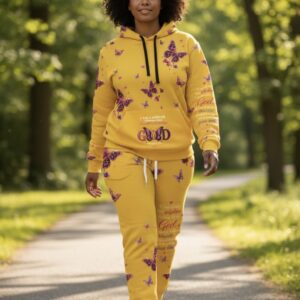 Butterfly Print Joggers — Yellow All-Over-Print Athletic Sweatpants