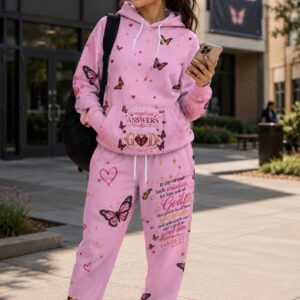 Pink Butterfly Joggers with James 1:5 Scripture — Inspirational Athletic Sweatpants