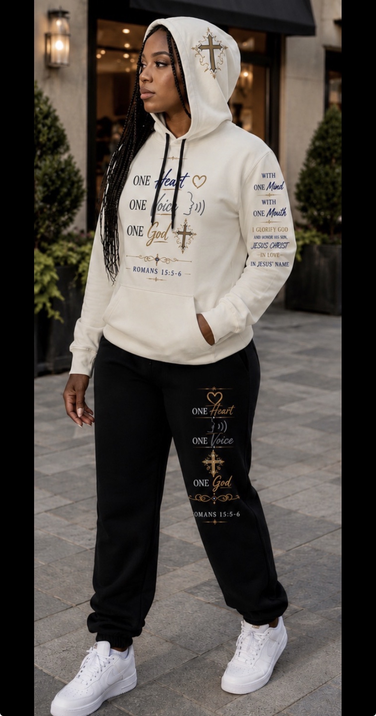 "One Heart, One Voice, One God" ROMANS 15:5-6 Hoodie