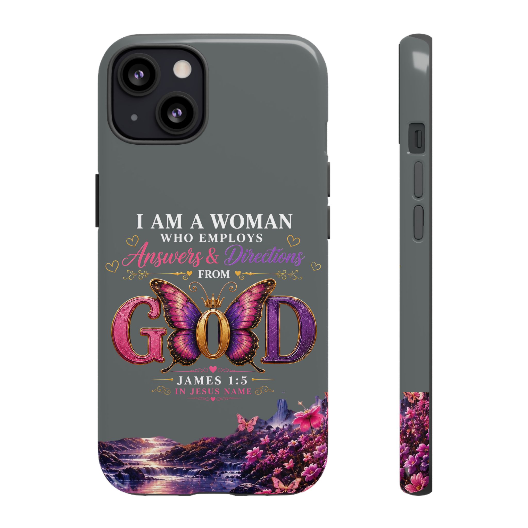 “I Am a Woman Who Employs Answers & Wisdom from God” Butterfly Design phone case - Image 21