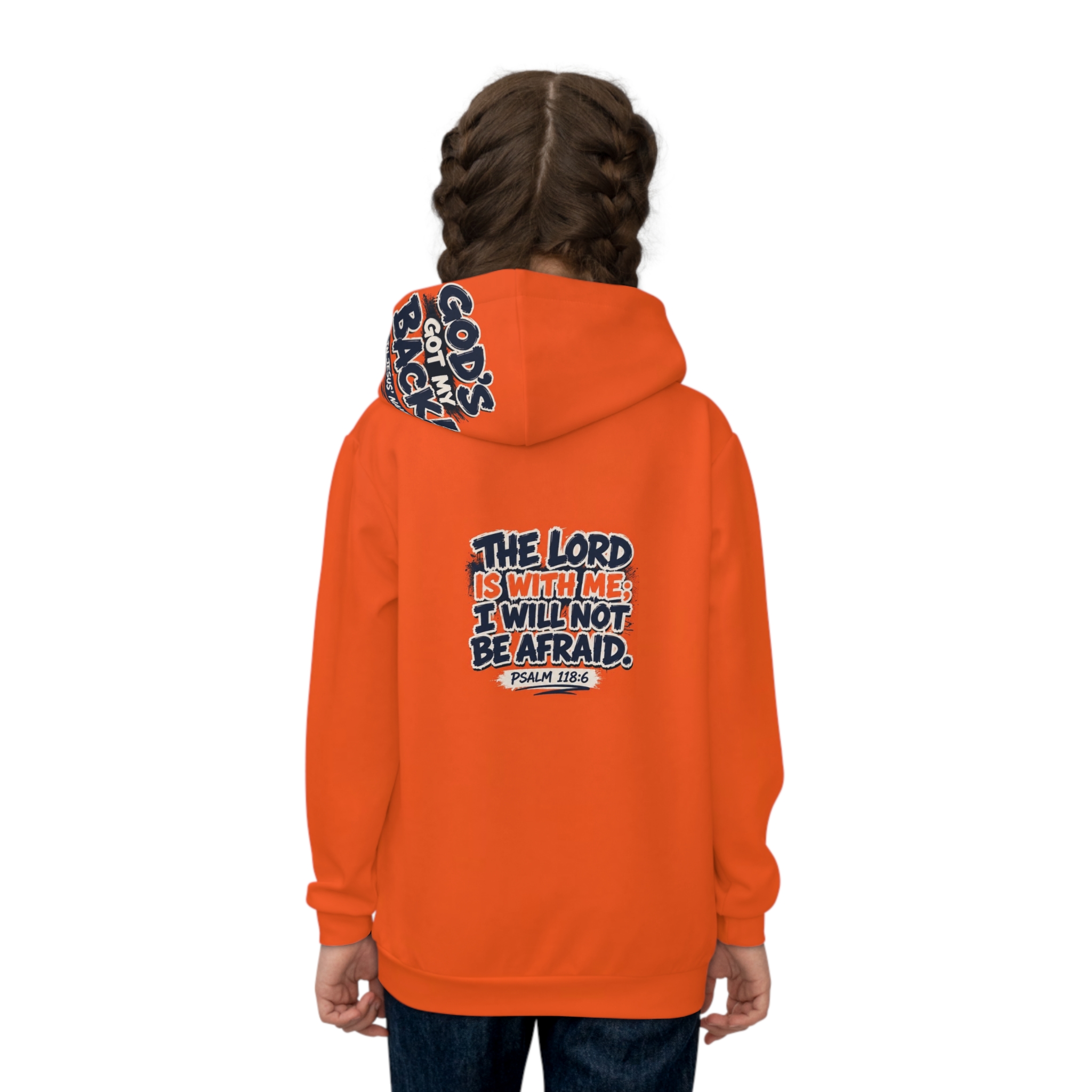 Children's Hoodie - "God's Got Me" Christian Kids Pullover with Psalm 118:6 Back Design - Image 4