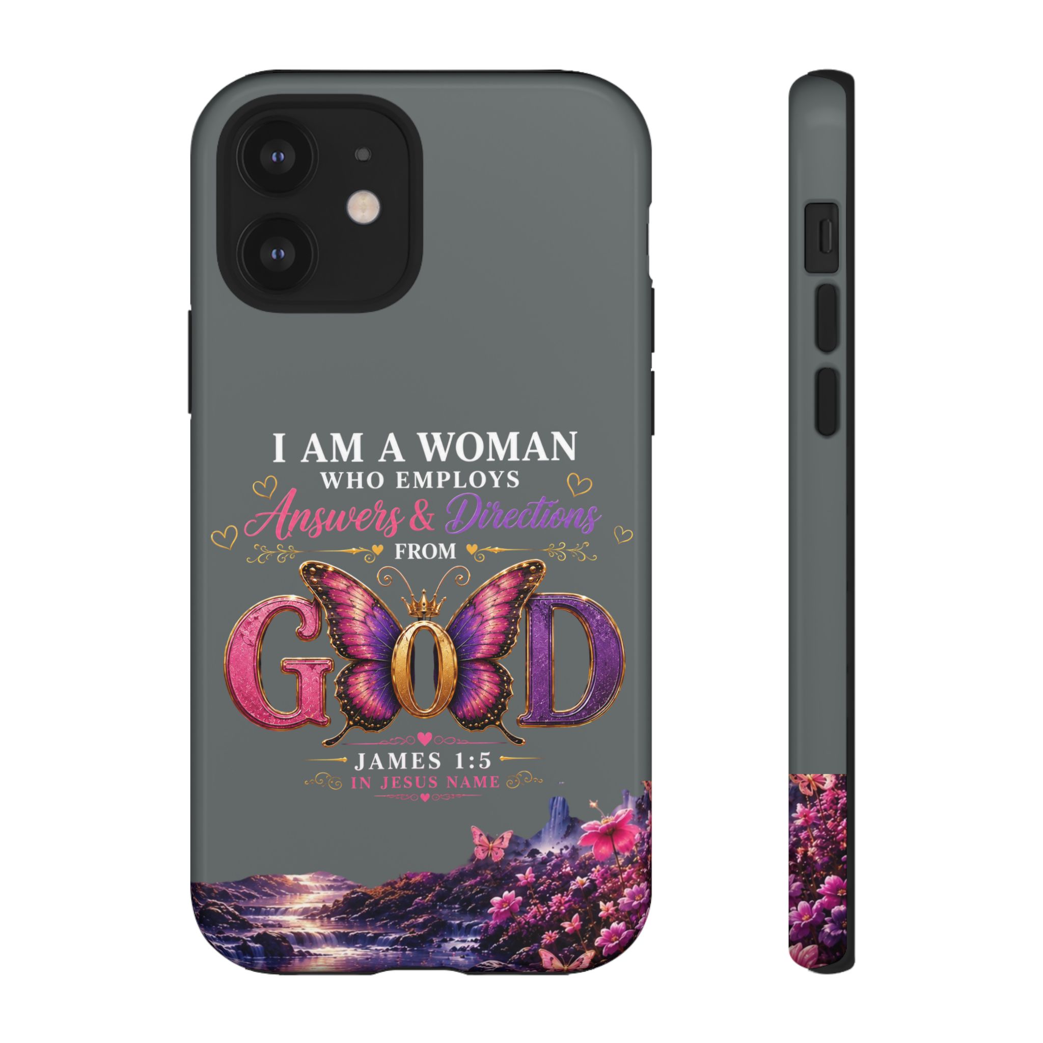 “I Am a Woman Who Employs Answers & Wisdom from God” Butterfly Design phone case - Image 18
