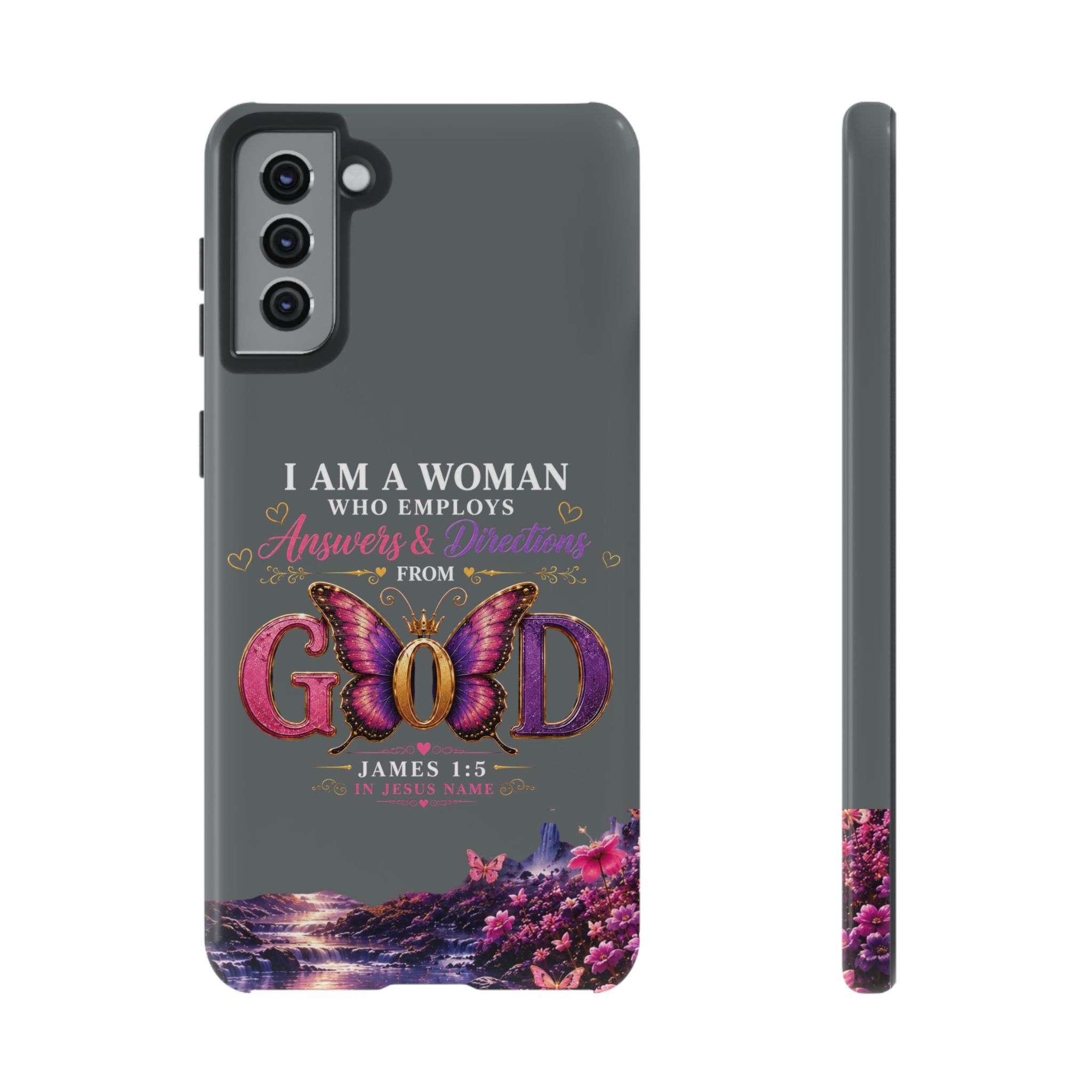 “I Am a Woman Who Employs Answers & Wisdom from God” Butterfly Design phone case - Image 31